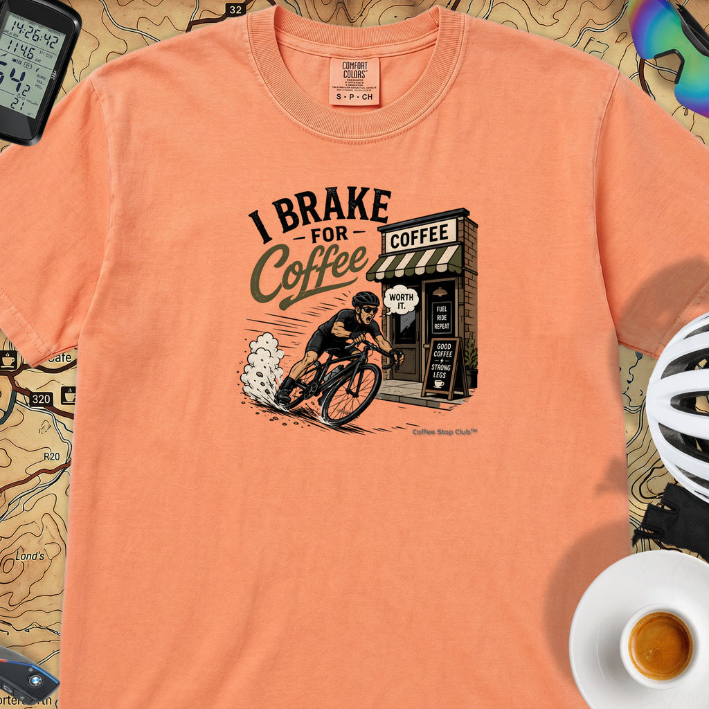 I Brake For Coffee T-Shirt — Melon