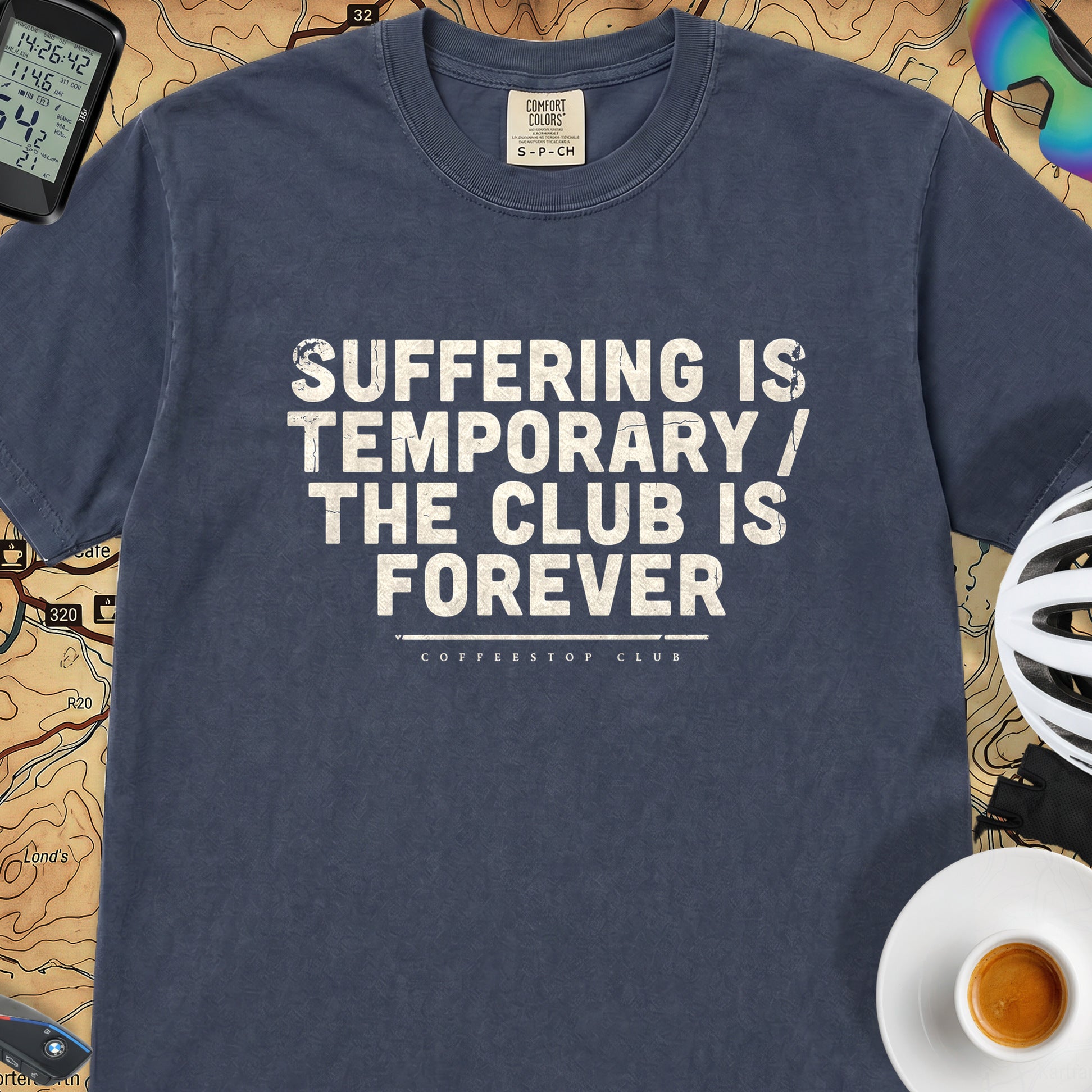 Suffering is Temporary Cycling T‑Shirt — Midnight