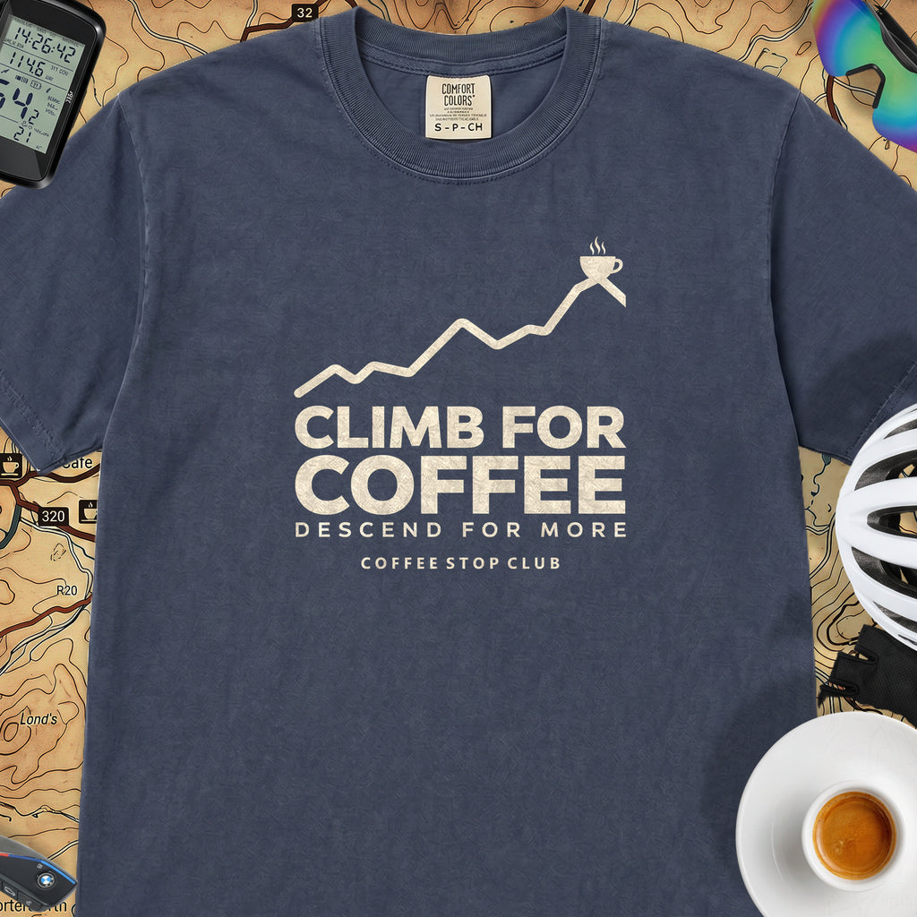 Climb For Coffee T‑Shirt — Midnight