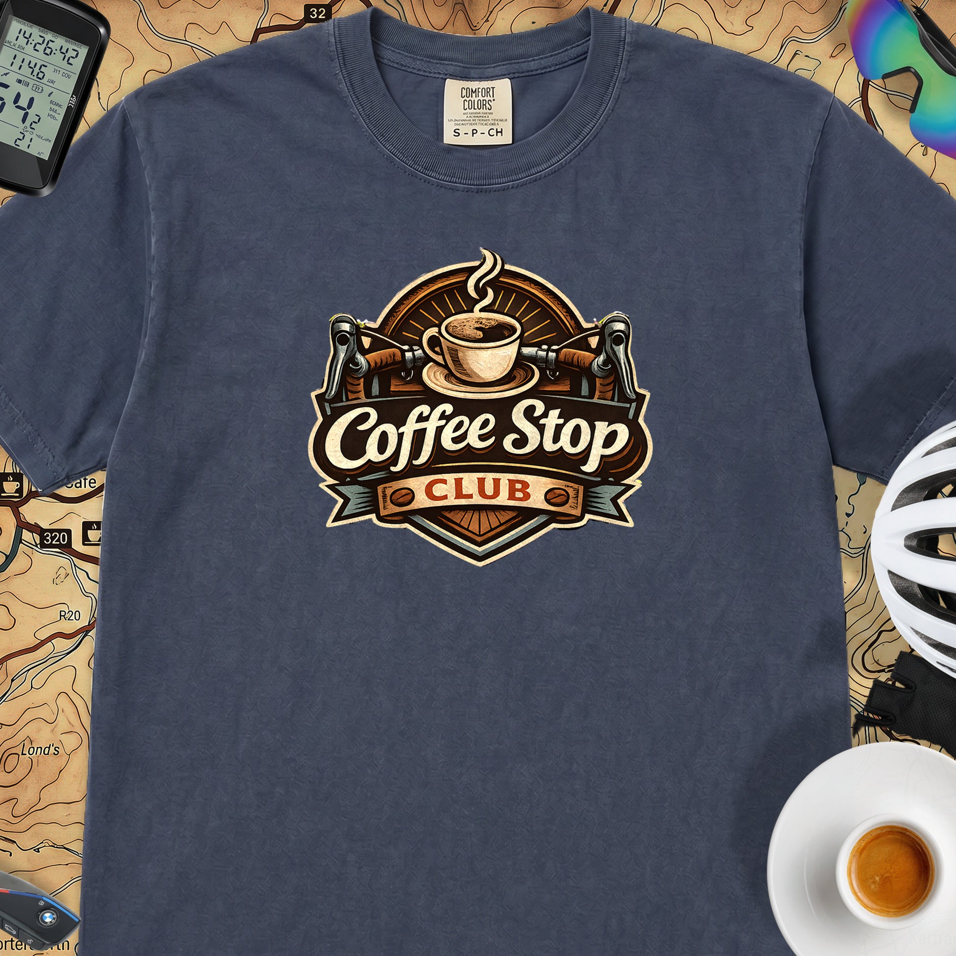 Vintage Coffee Stop Club T‑Shirt — Midnight