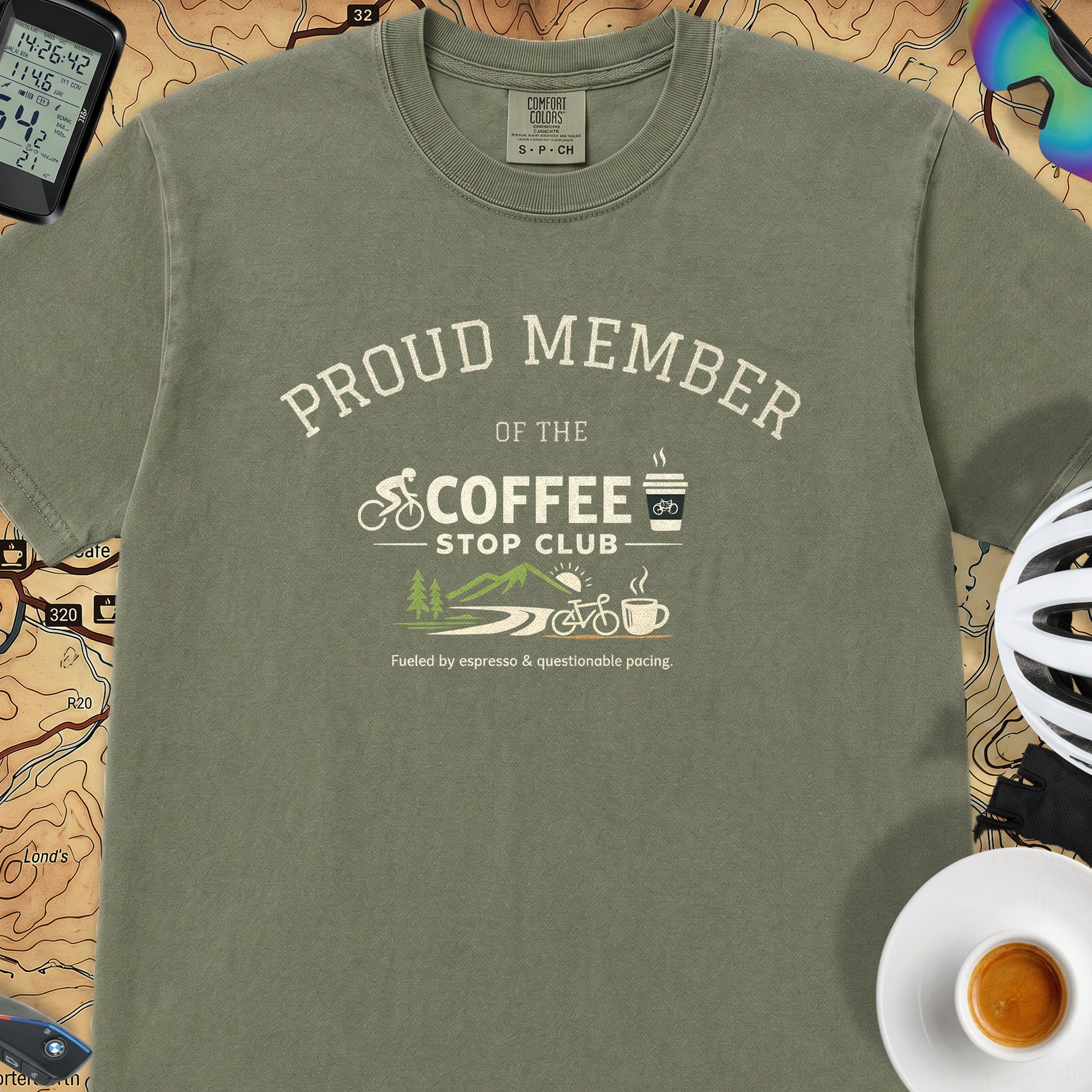  Proud Member Coffee Stop Club T-Shirt — Moss