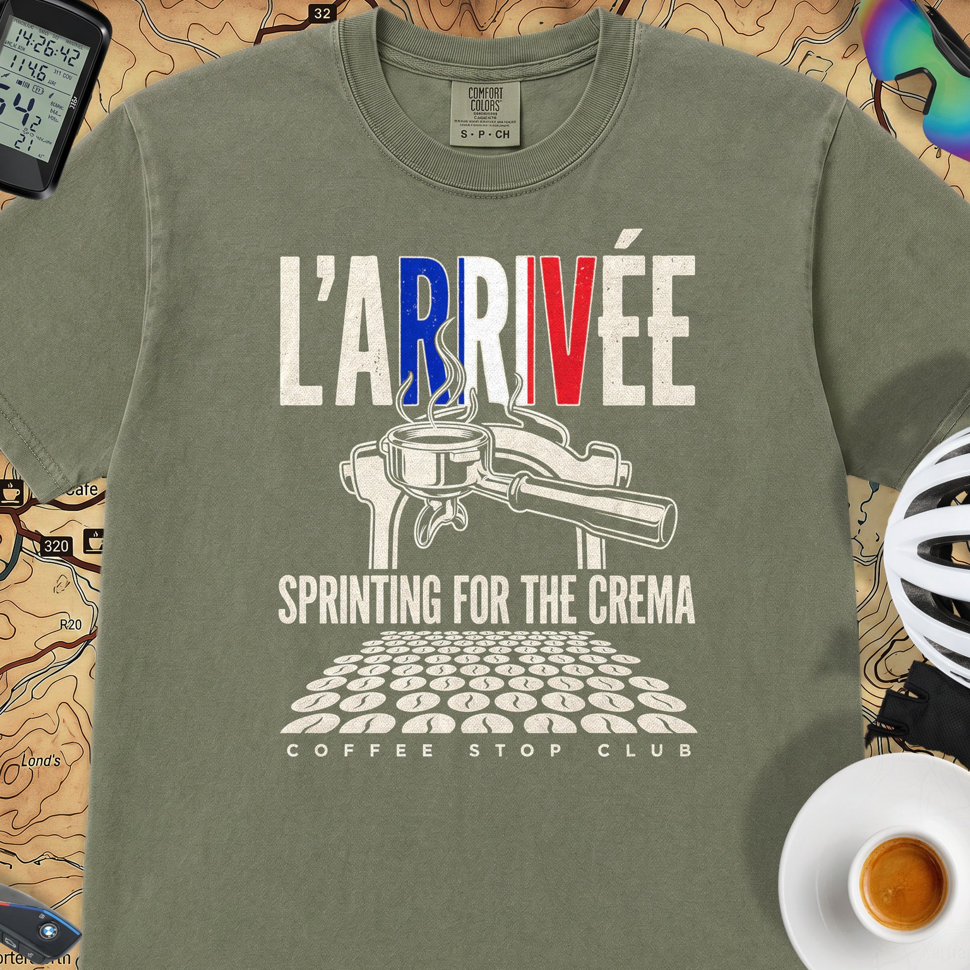 L'Arrivée TdF Cycling T-Shirt — Moss