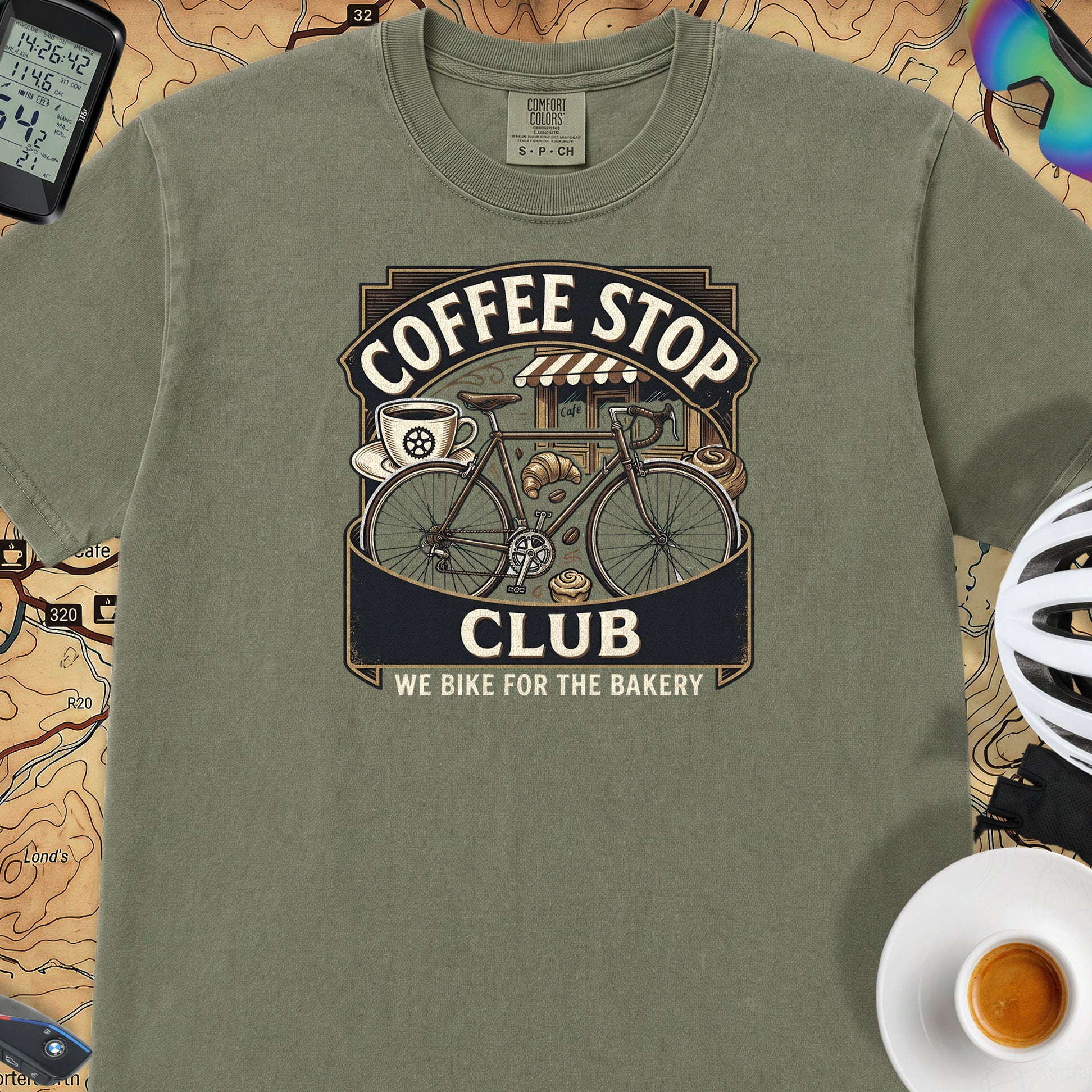 We Ride for the Bakery T-Shirt — Moss