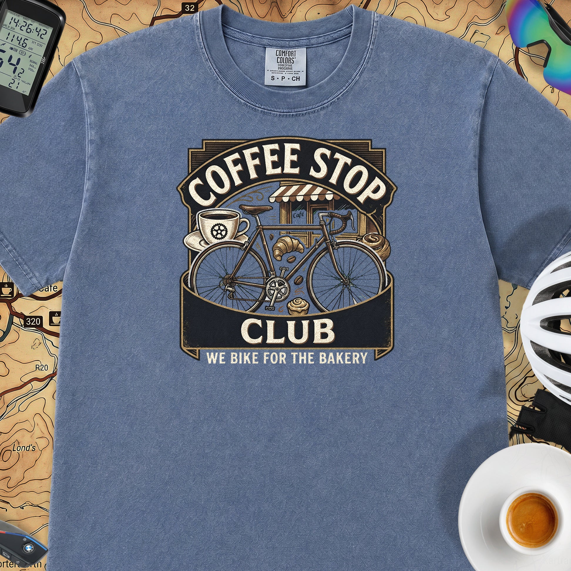 We Ride for the Bakery T-Shirt — Mystic Blue