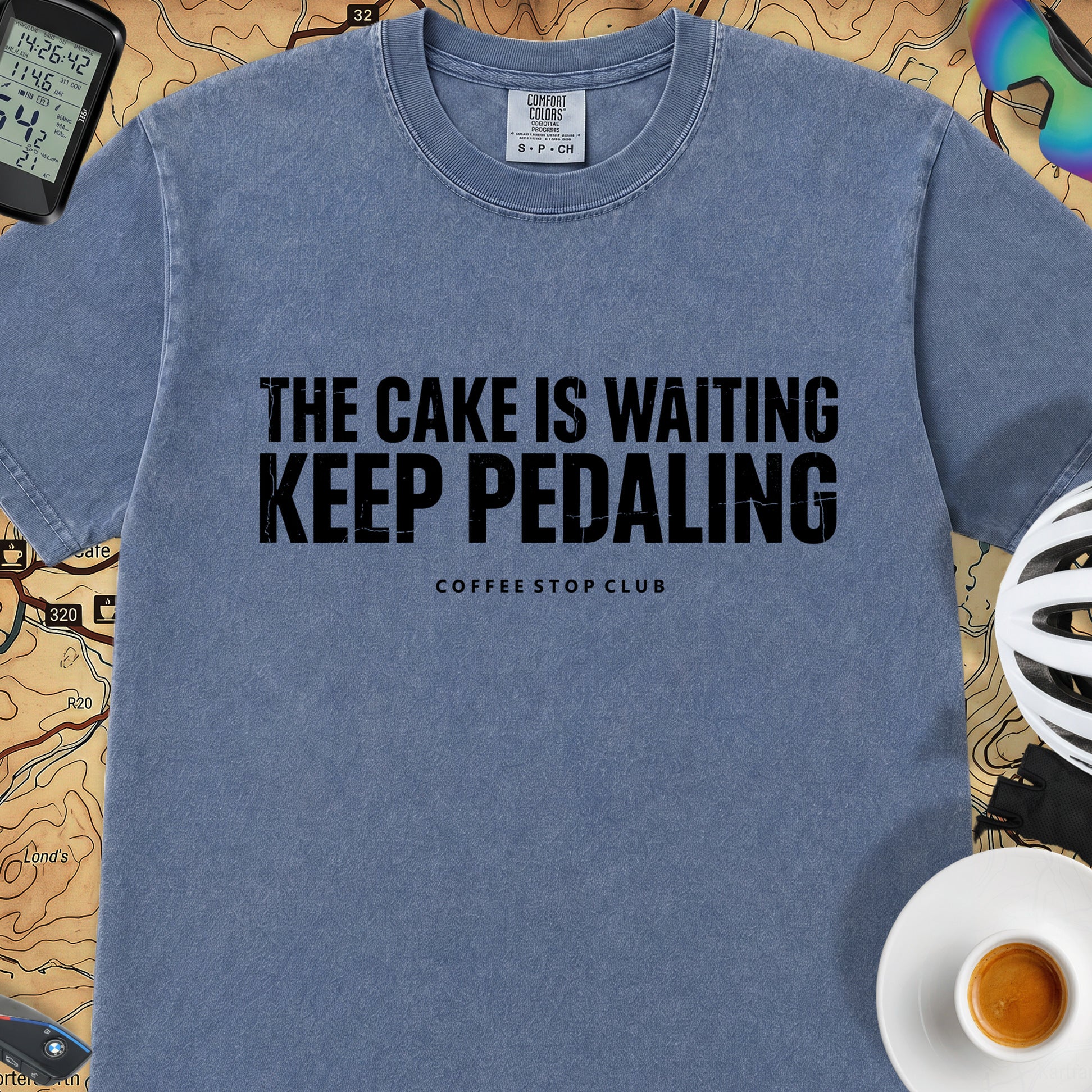 The Cake is Waiting T‑Shirt — Mystic Blue
