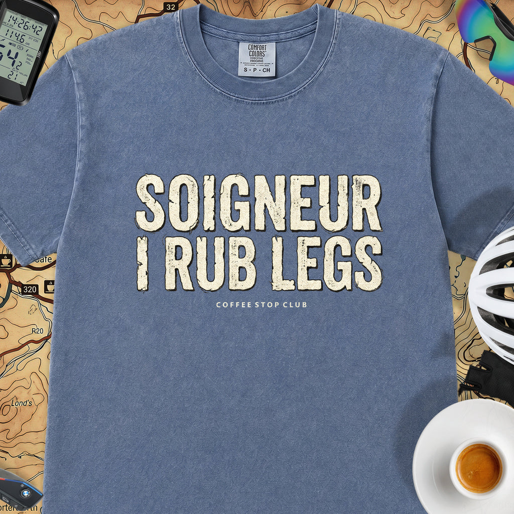 Soigneur Leg Rub Tour T‑Shirt — Mystic Blue