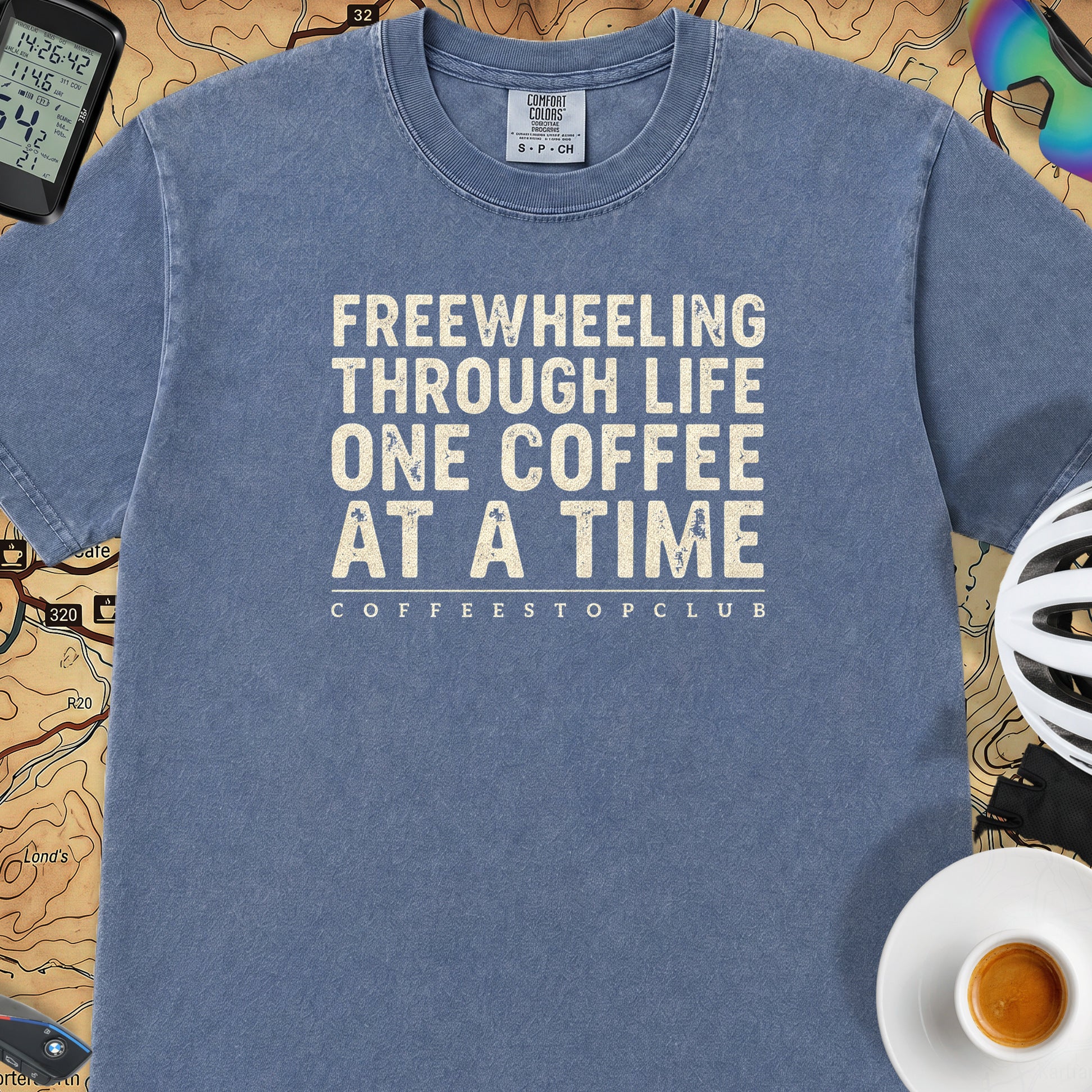 Freewheeling Life T‑Shirt — Mystic Blue