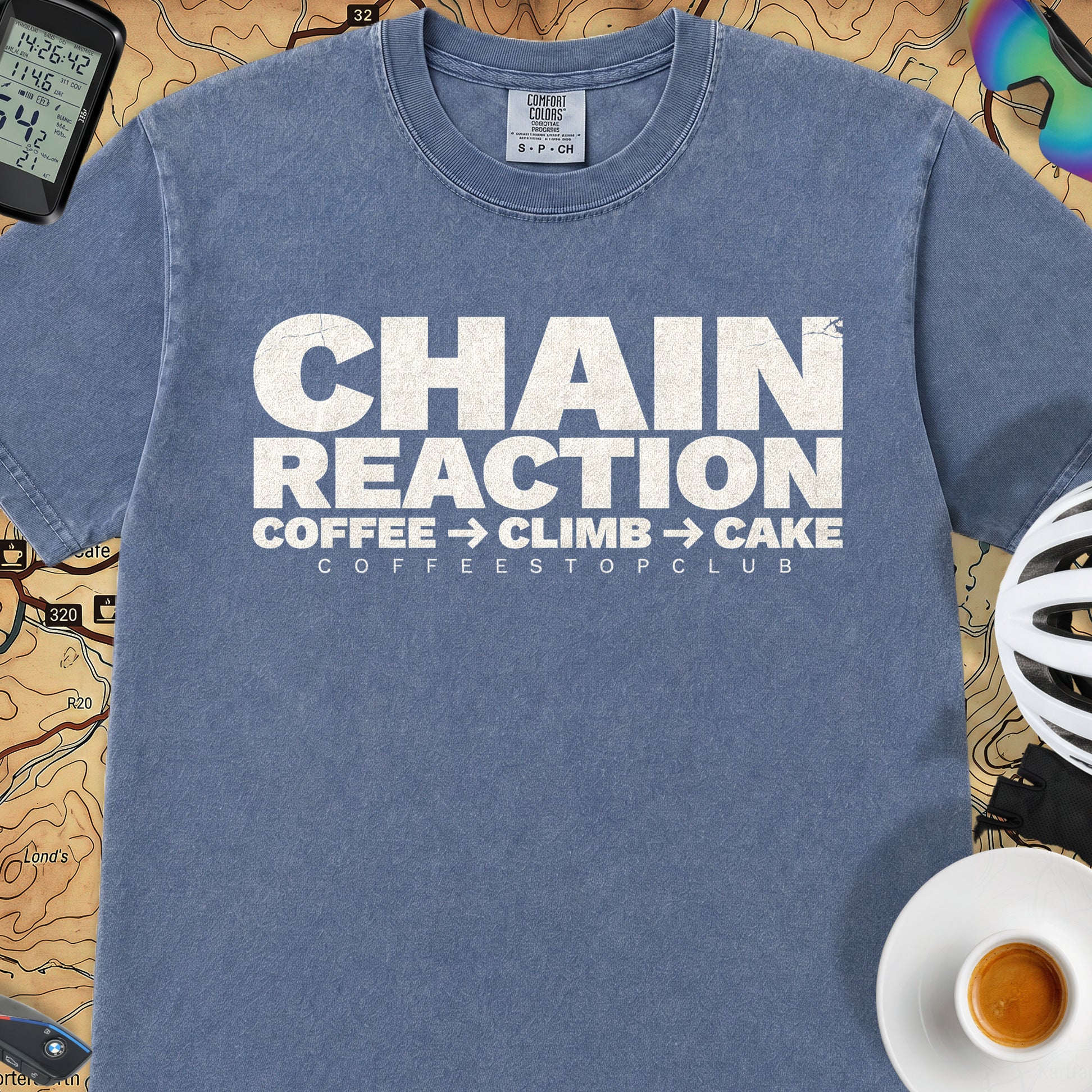 Chain Reaction T‑Shirt — Mystic Blue