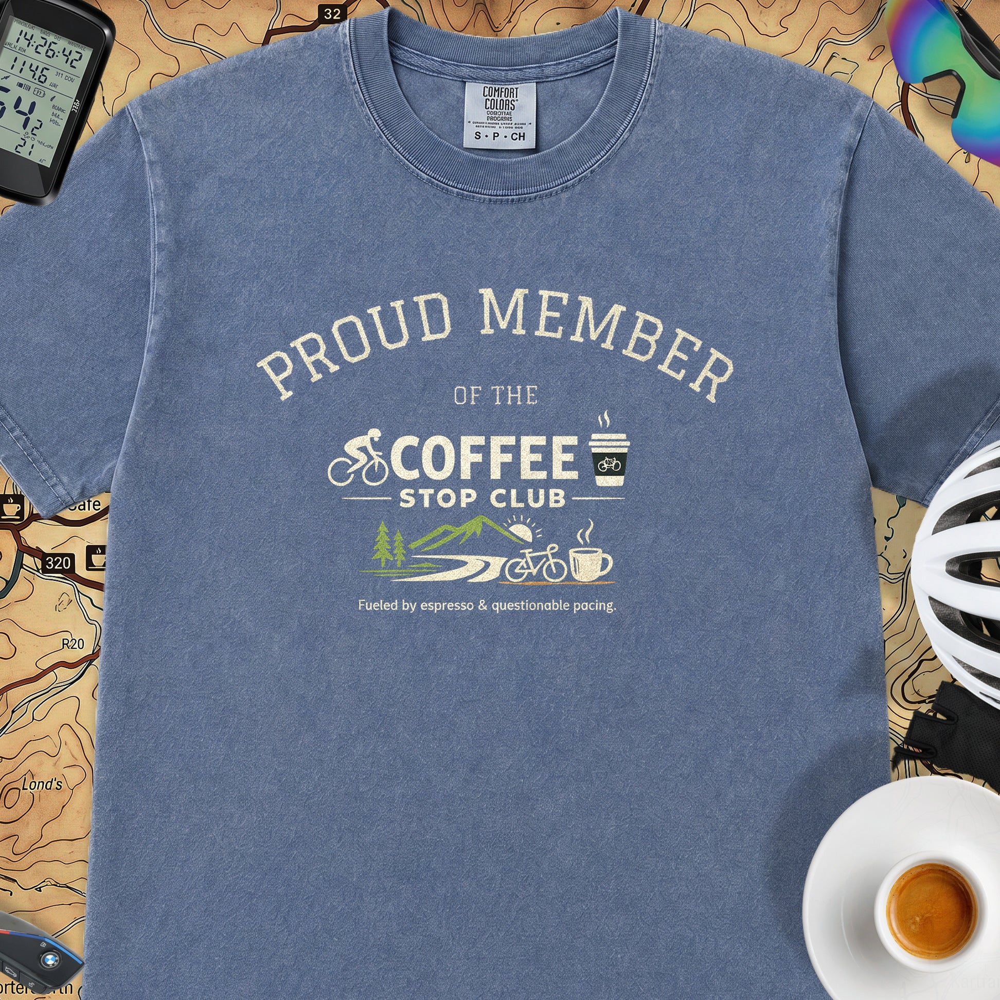  Proud Member Coffee Stop Club T-Shirt — Mystic Blue