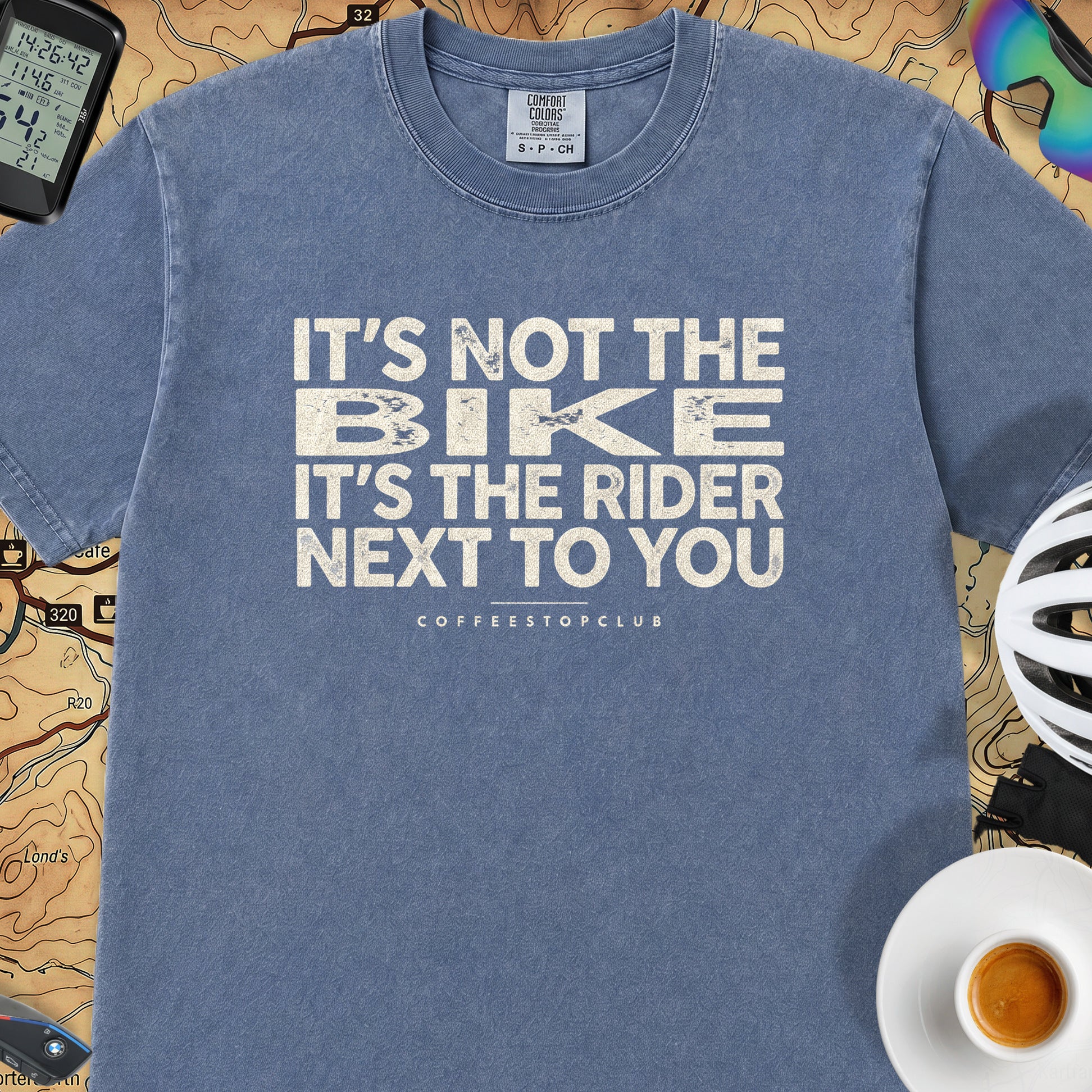 It's Not The Bike T‑Shirt — Mystic Blue