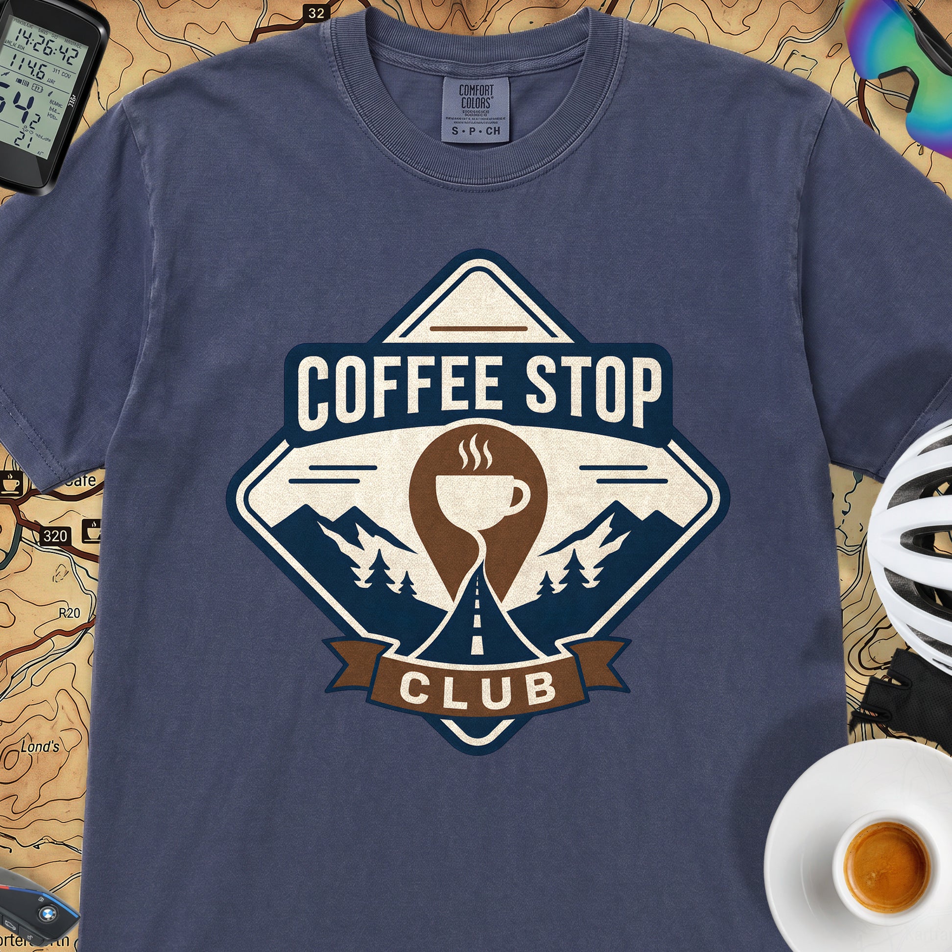 The Coffee Stop Club T‑Shirt — Navy