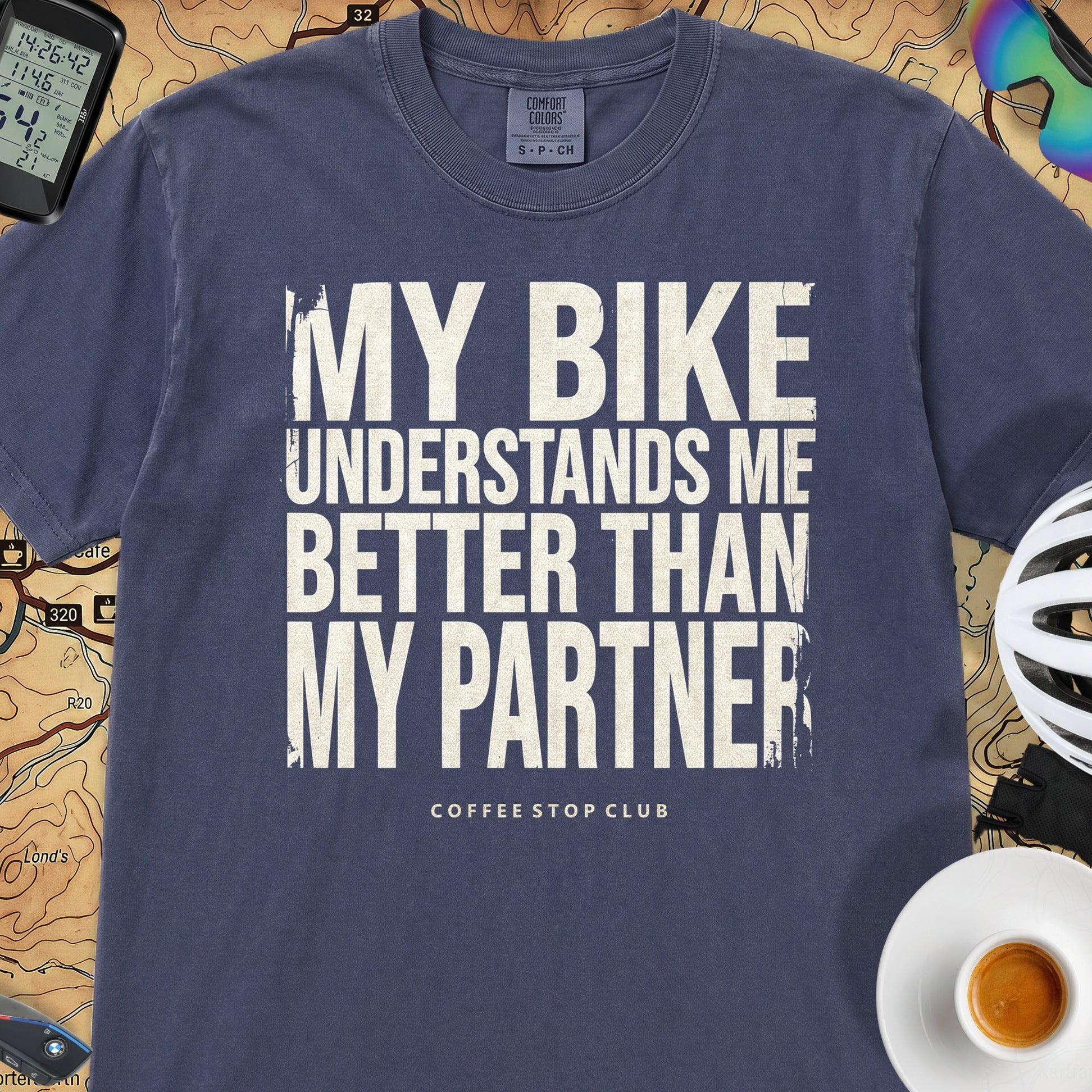 My Bike - My Partner - Just Sayin' T‑Shirt — Navy