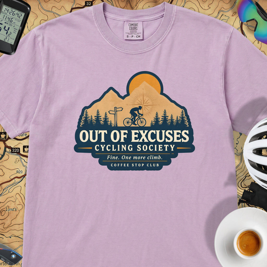 Out of Excuses Cyclist T-Shirt — Orchid