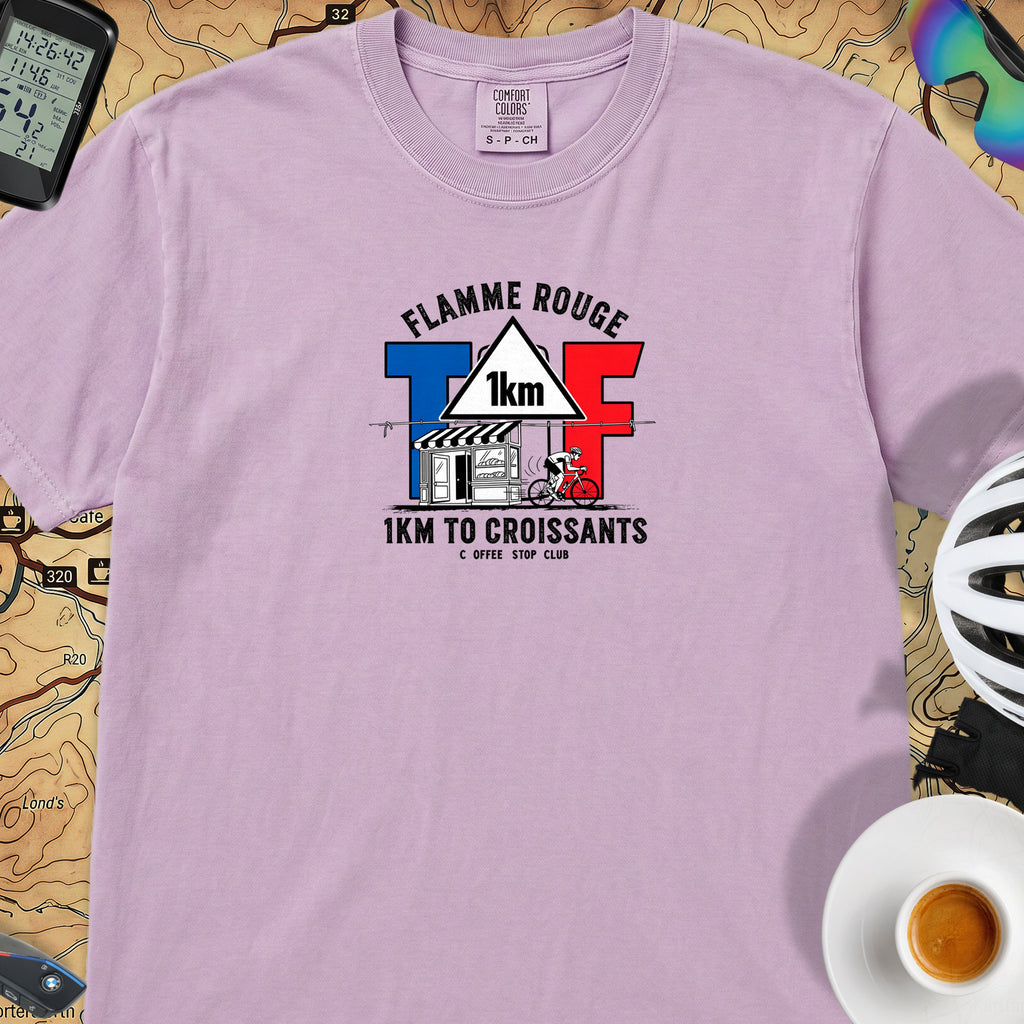 1km to the Croissants TdF Cycling T-Shirt — Orchid