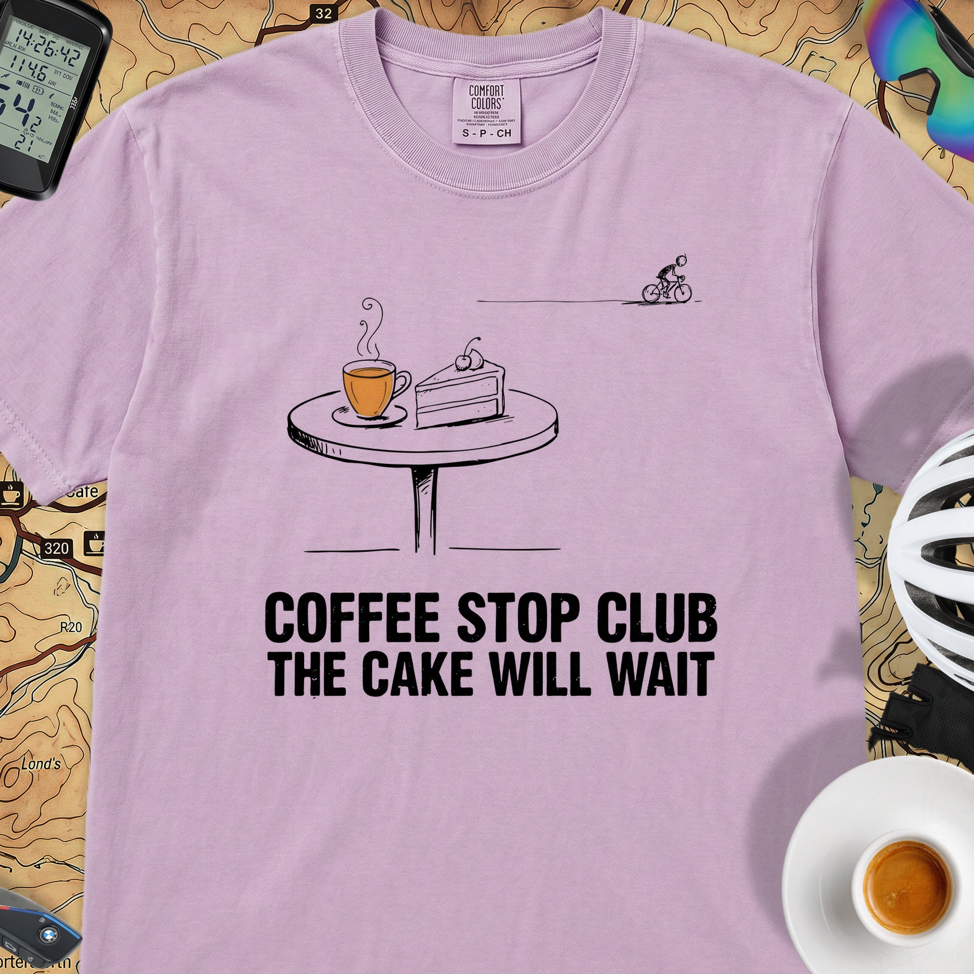Cake Will Wait Cycling T-Shirt — Orchid