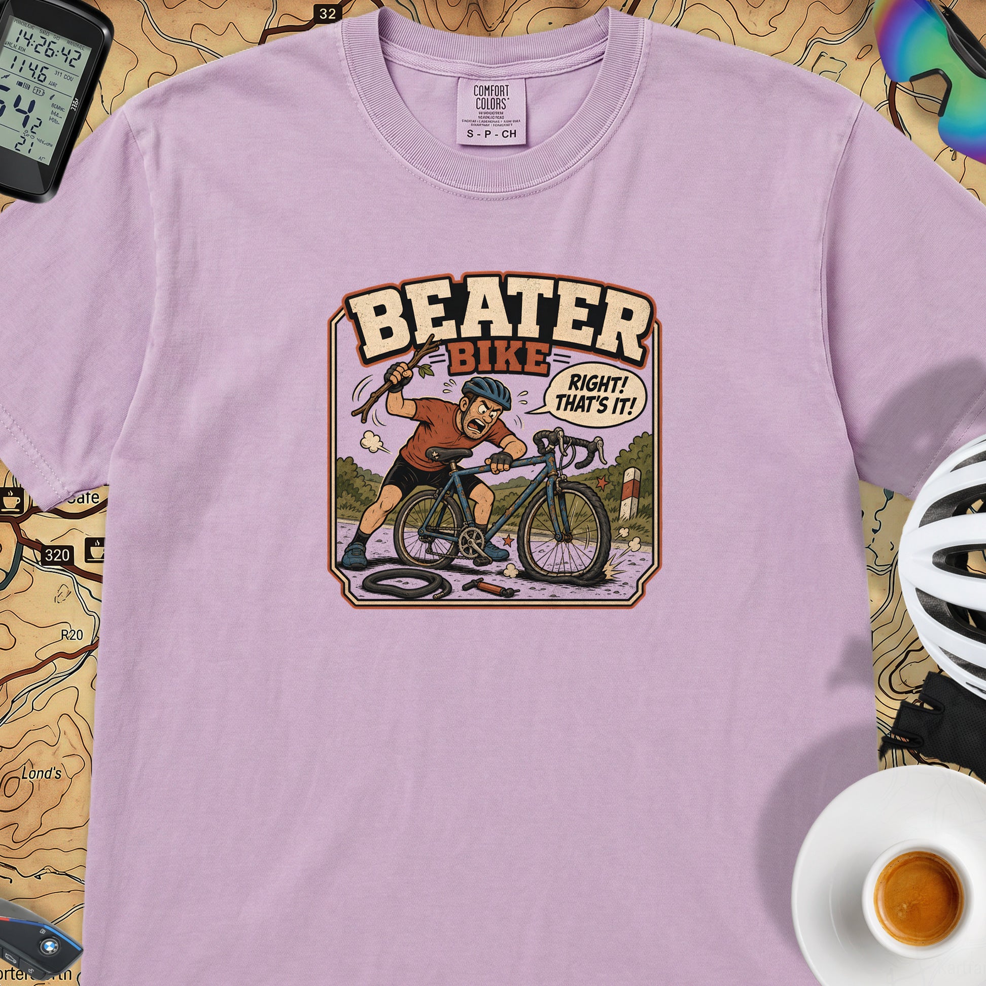Beater Bike Comic T‑Shirt — Orchid