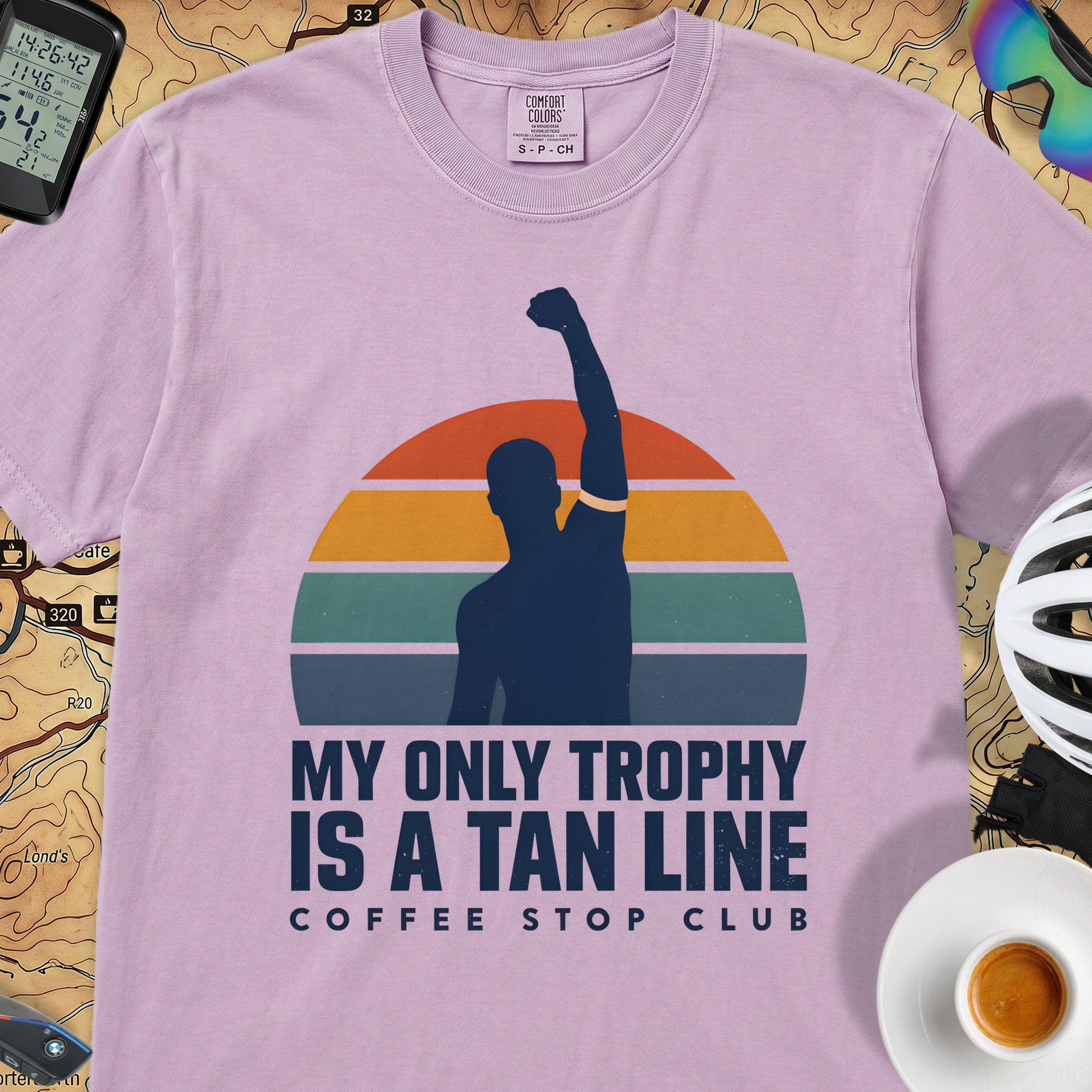 Tan Line Trophy Cycling T-Shirt — Orchid