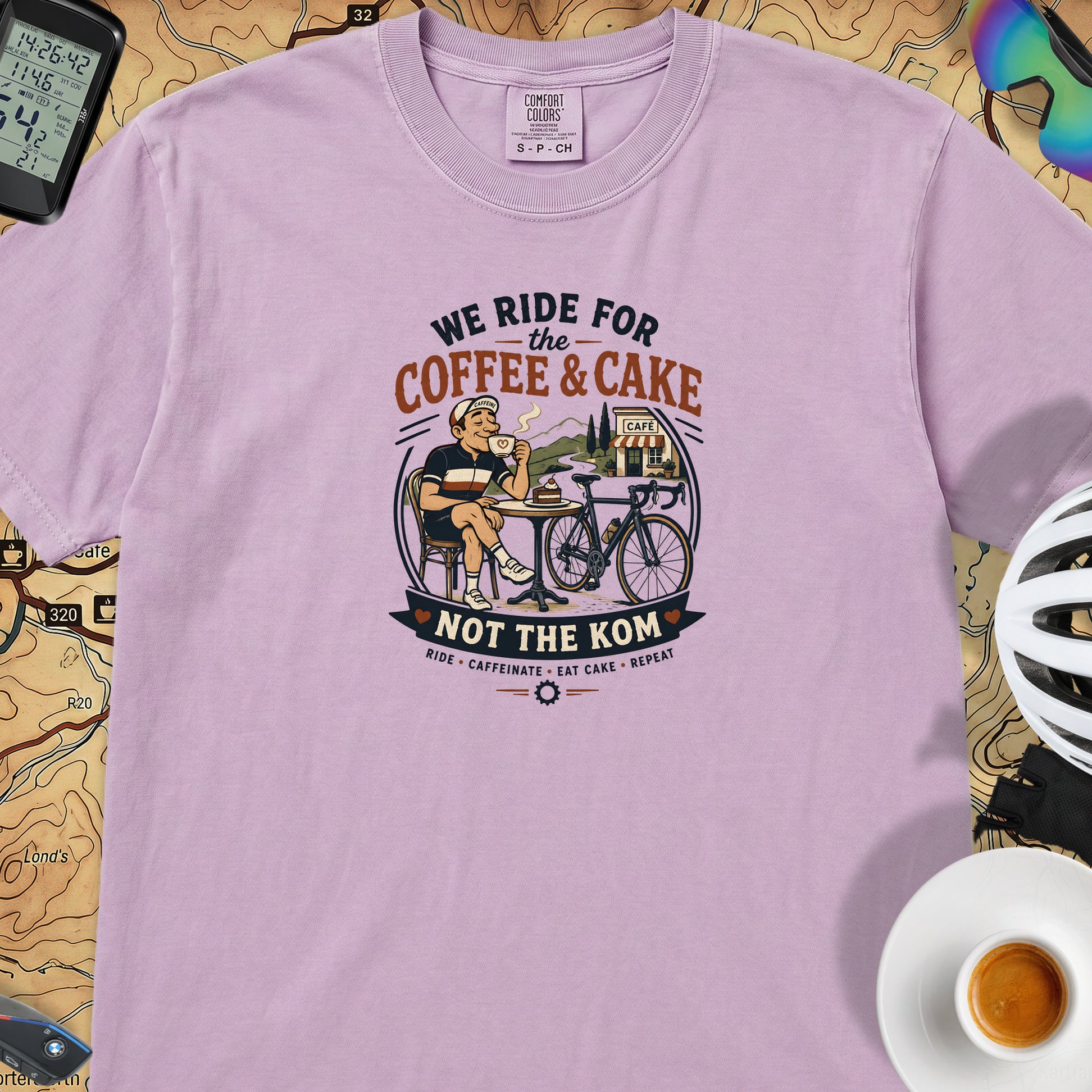 Ride For Coffee  and Cake T-Shirt — Orchid