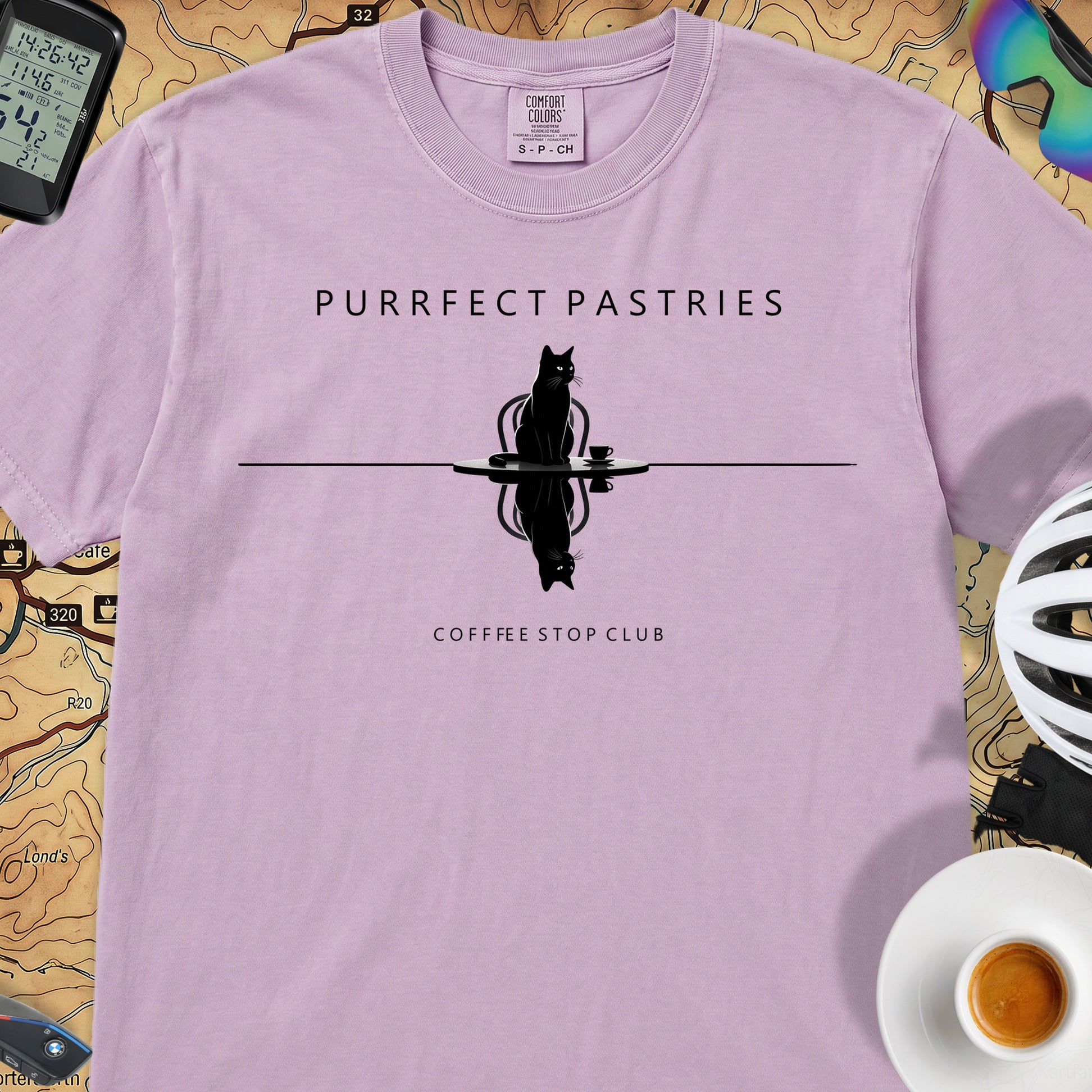 Cat Reflection Cycling T-Shirt — Orchid