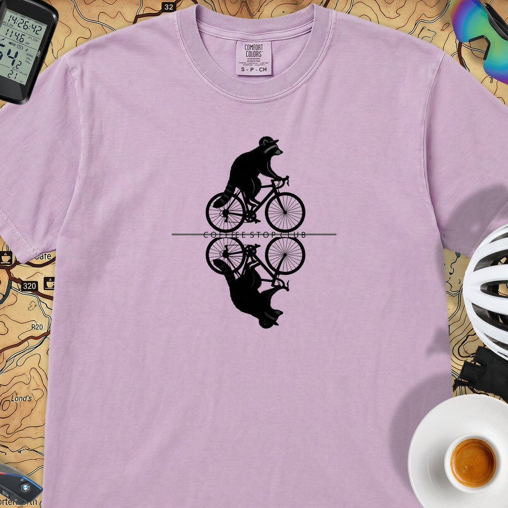 Raccoon Cycling Reflection T‑Shirt — Orchid