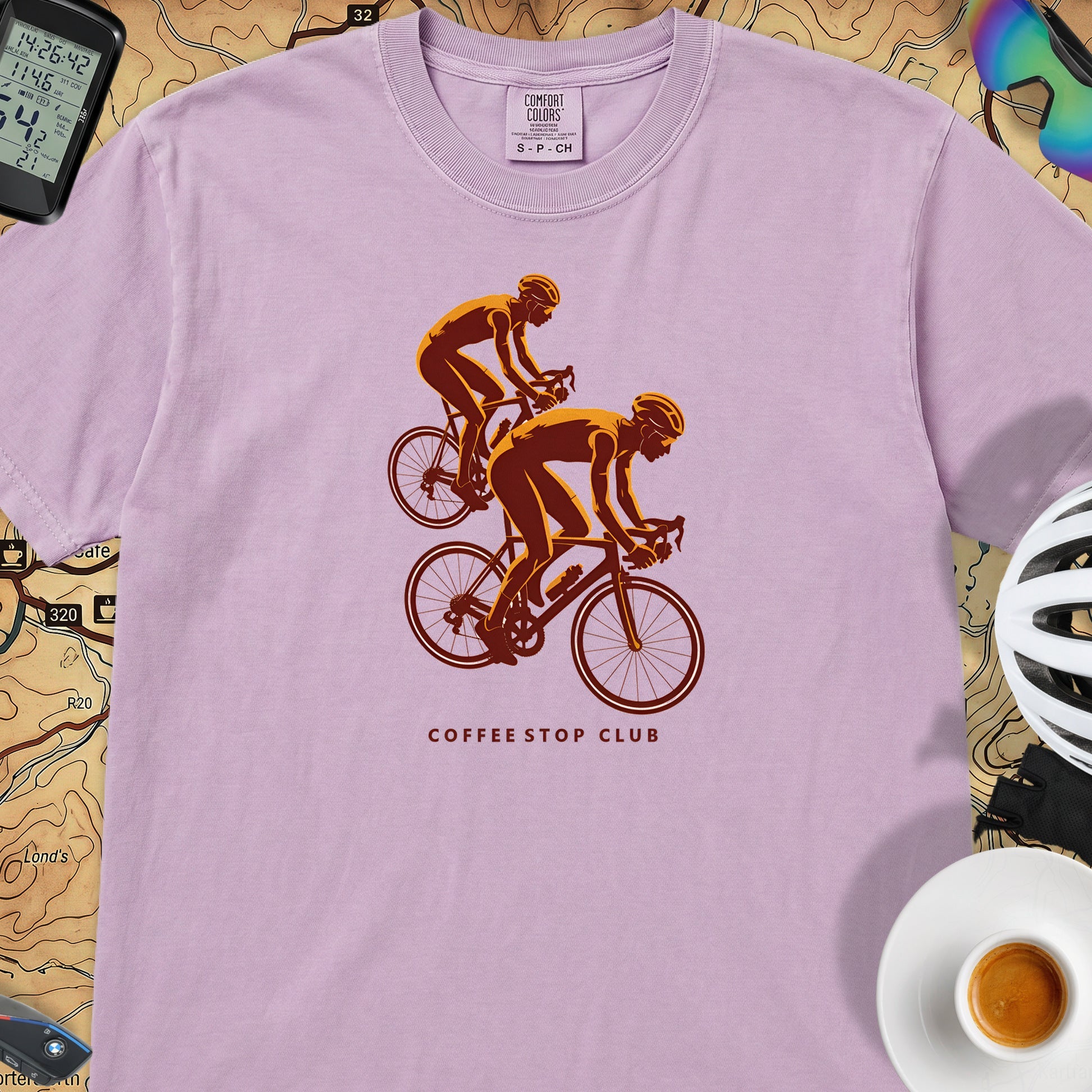 Duo Ride Coffee Stop Club T-Shirt — Orchid