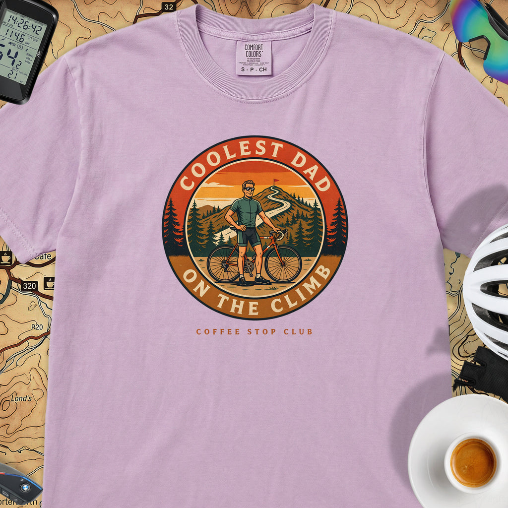 Coolest Dad On The Climb T-Shirt — Orchid