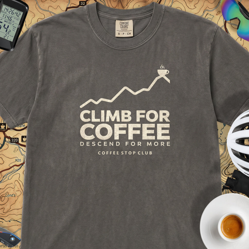 Climb For Coffee T‑Shirt — Pepper