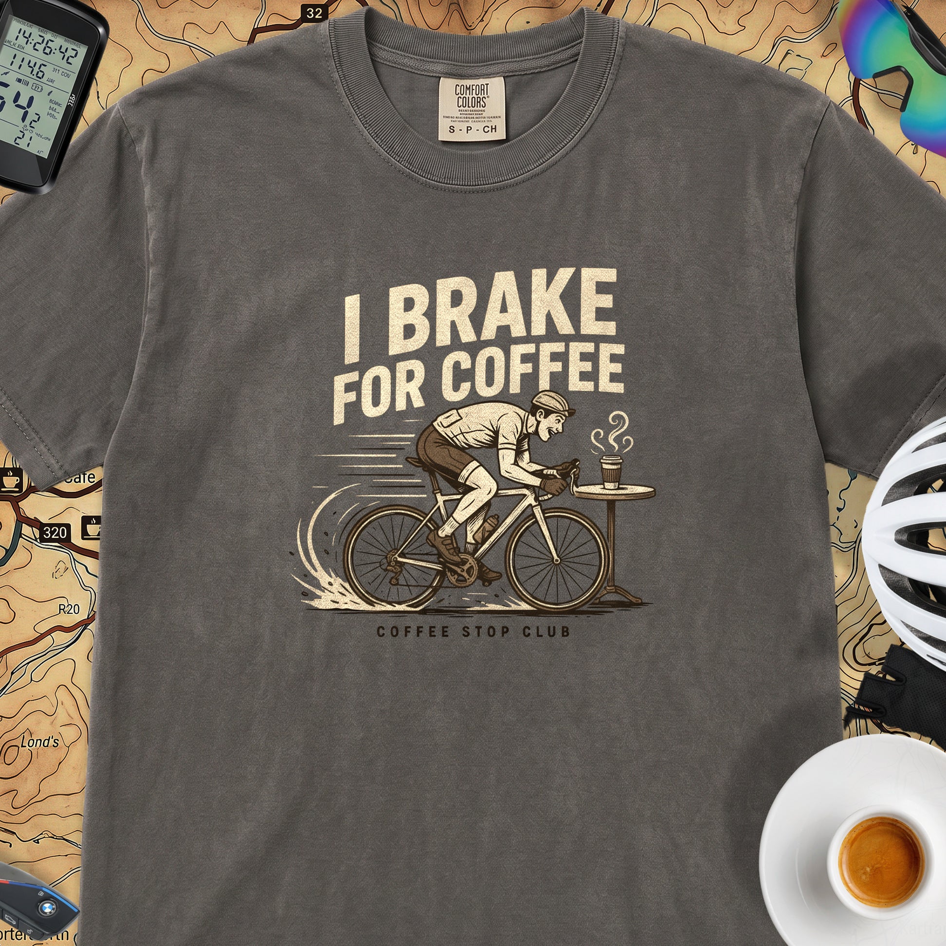I Brake For Coffee  T-Shirt — Pepper