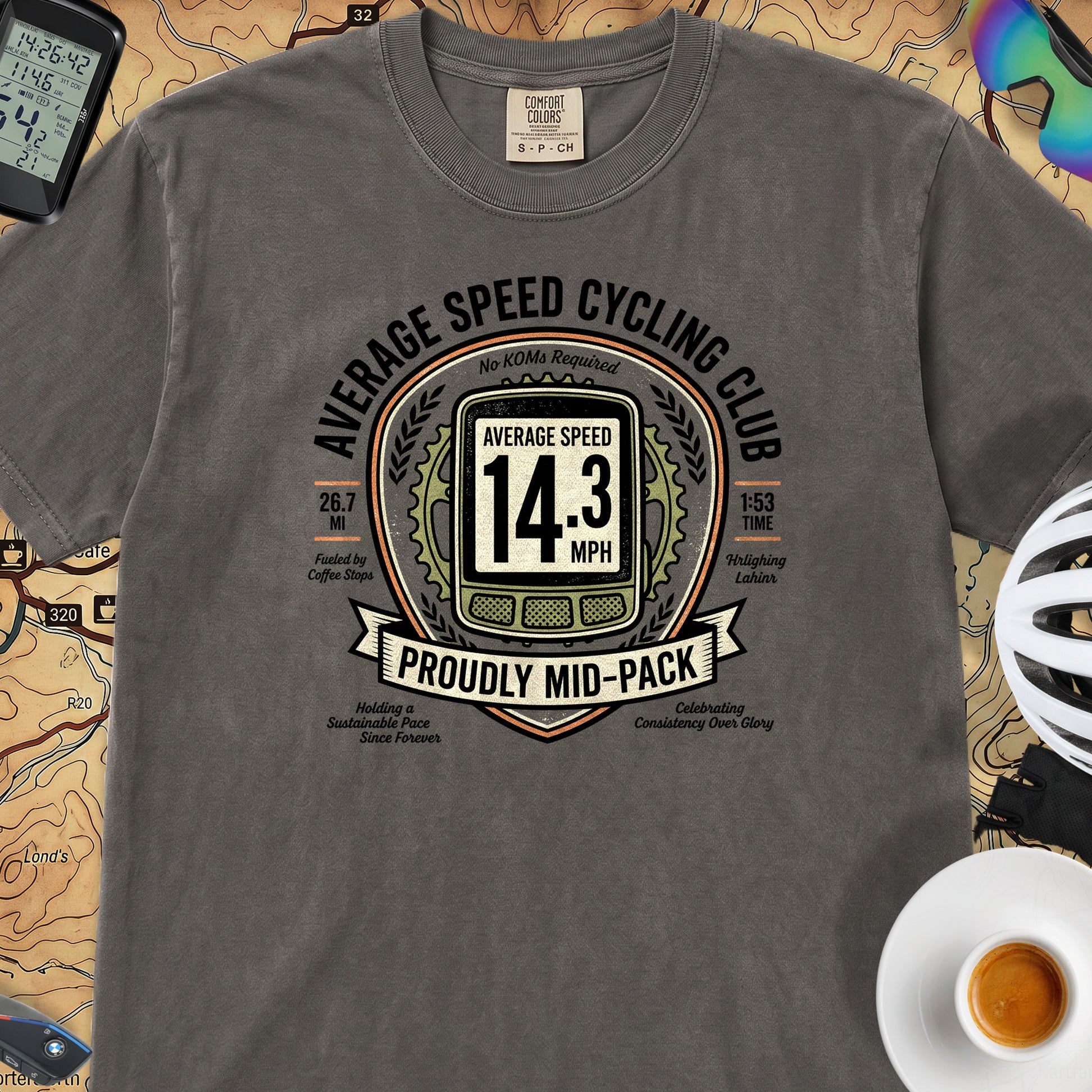 Average Speed Cycling T-Shirt — Pepper