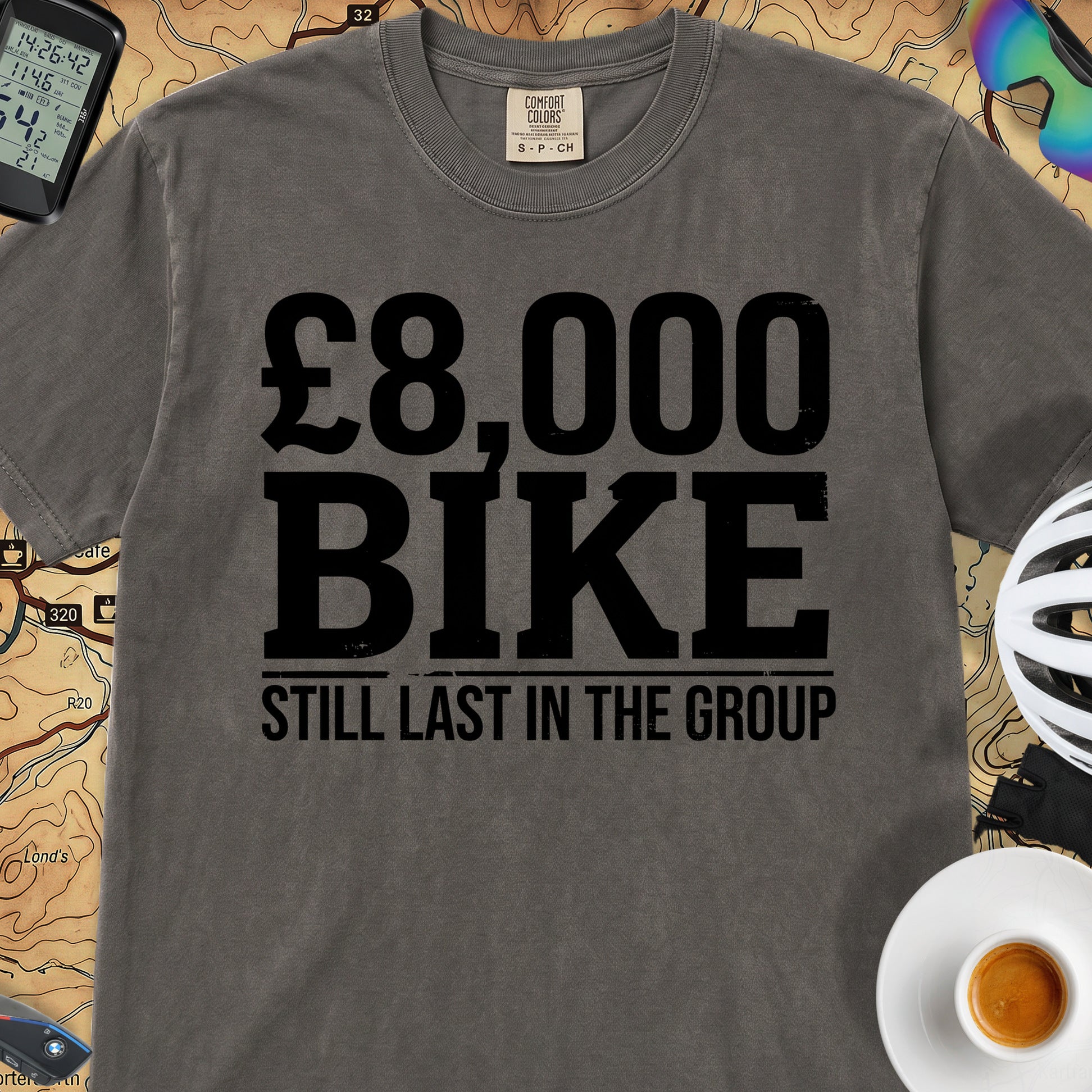 8K Bike Still Last T‑Shirt — Pepper