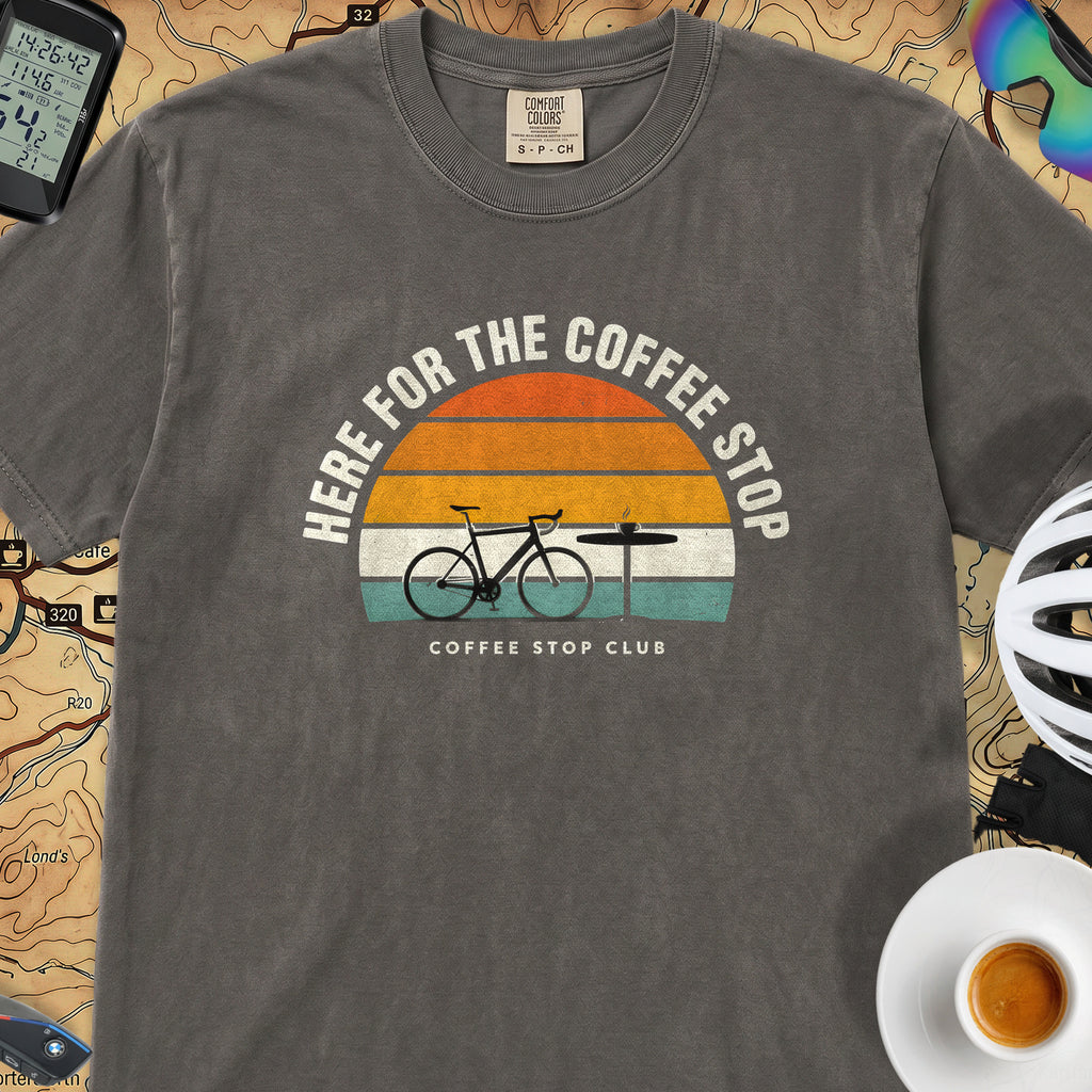 Here for the Coffee Stop T-Shirt — Pepper