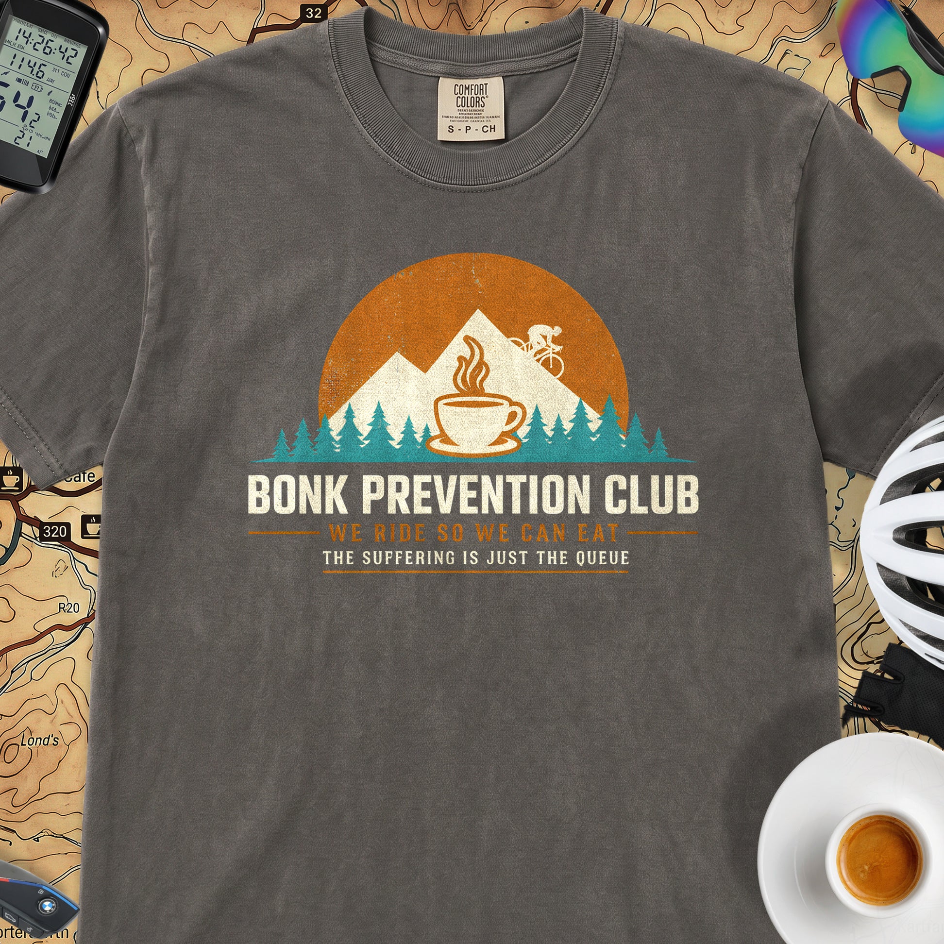 Bonk Prevention Cycling T-Shirt — Pepper