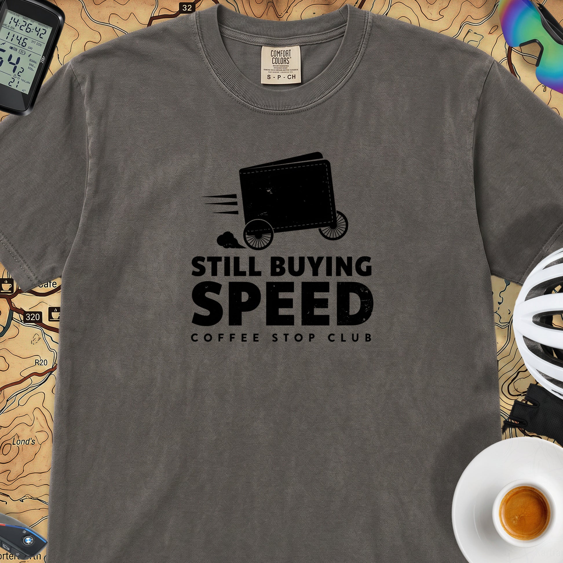 Still Buying Speed Cycling T-Shirt — Pepper