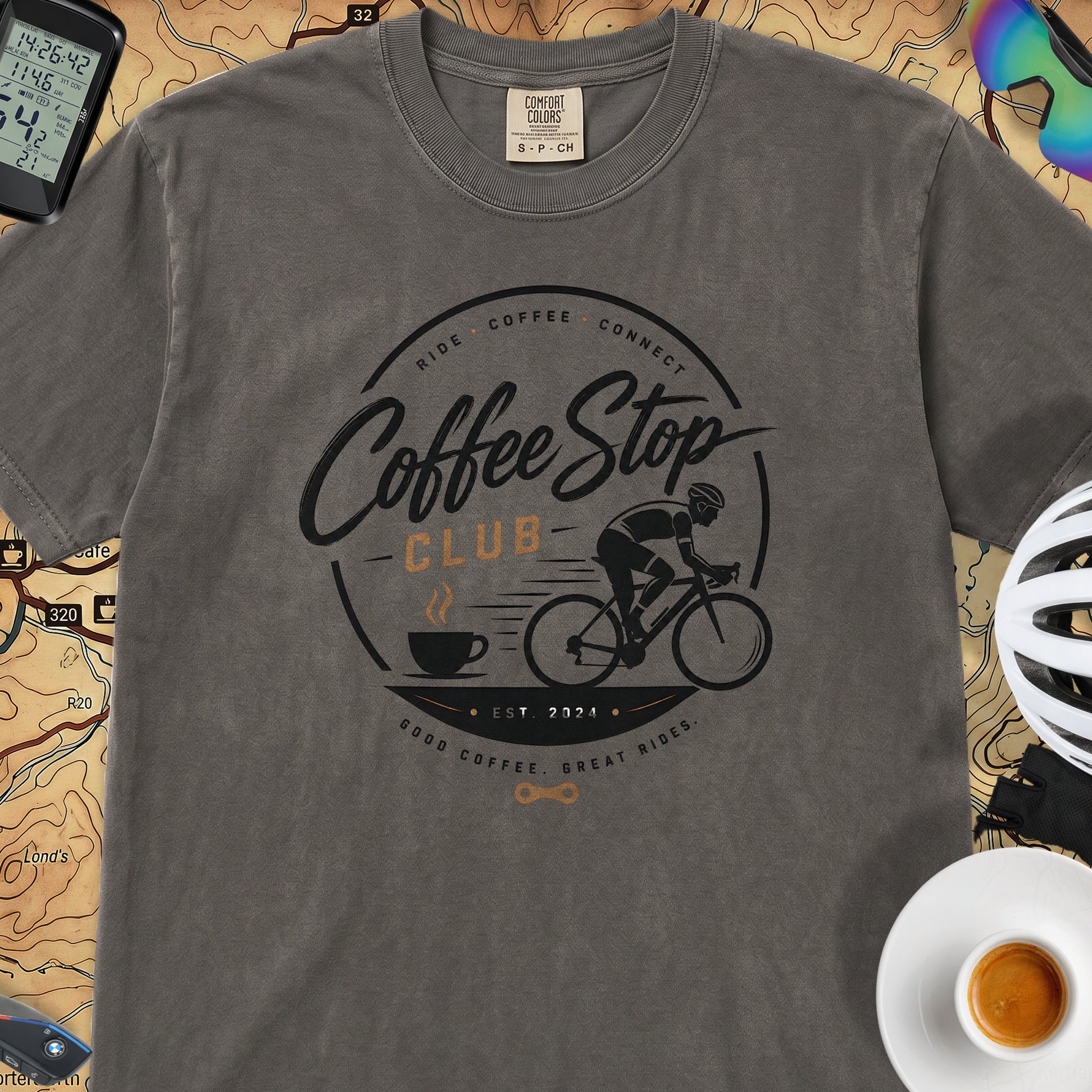 Good Coffee Stop Club T‑Shirt — Pepper