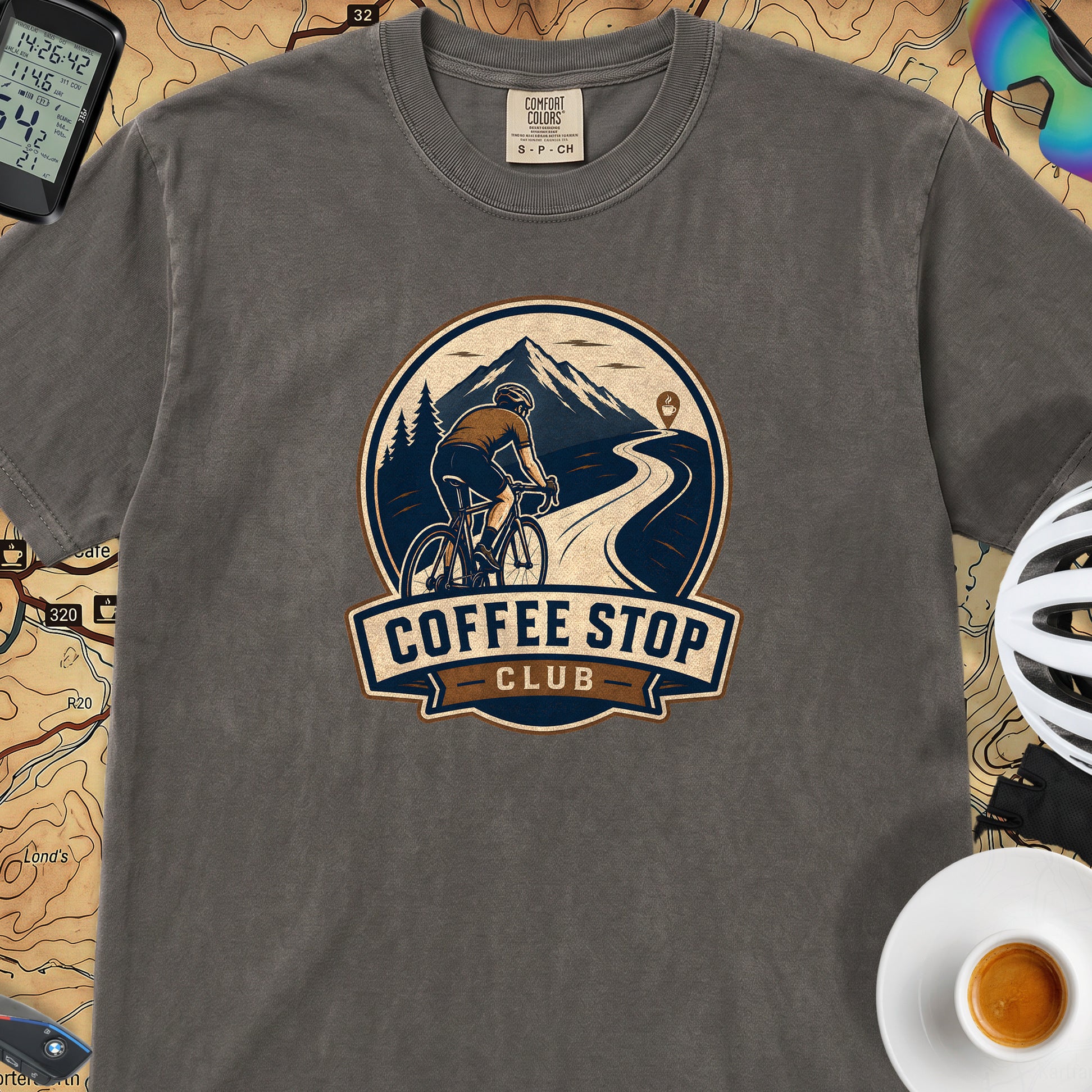 Coffee Stop Club Riders T-Shirt — Pepper