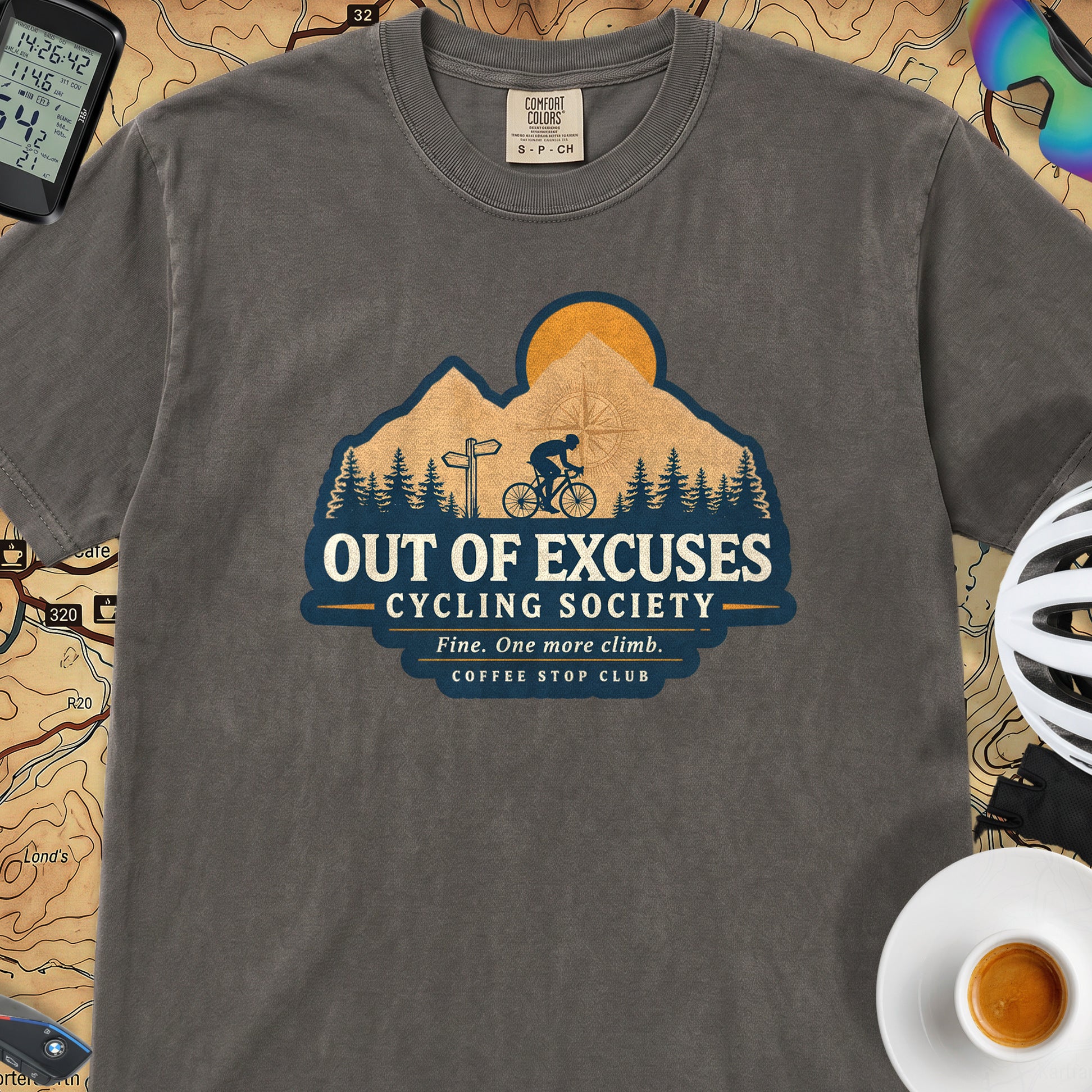 Out of Excuses Cyclist T-Shirt — Pepper