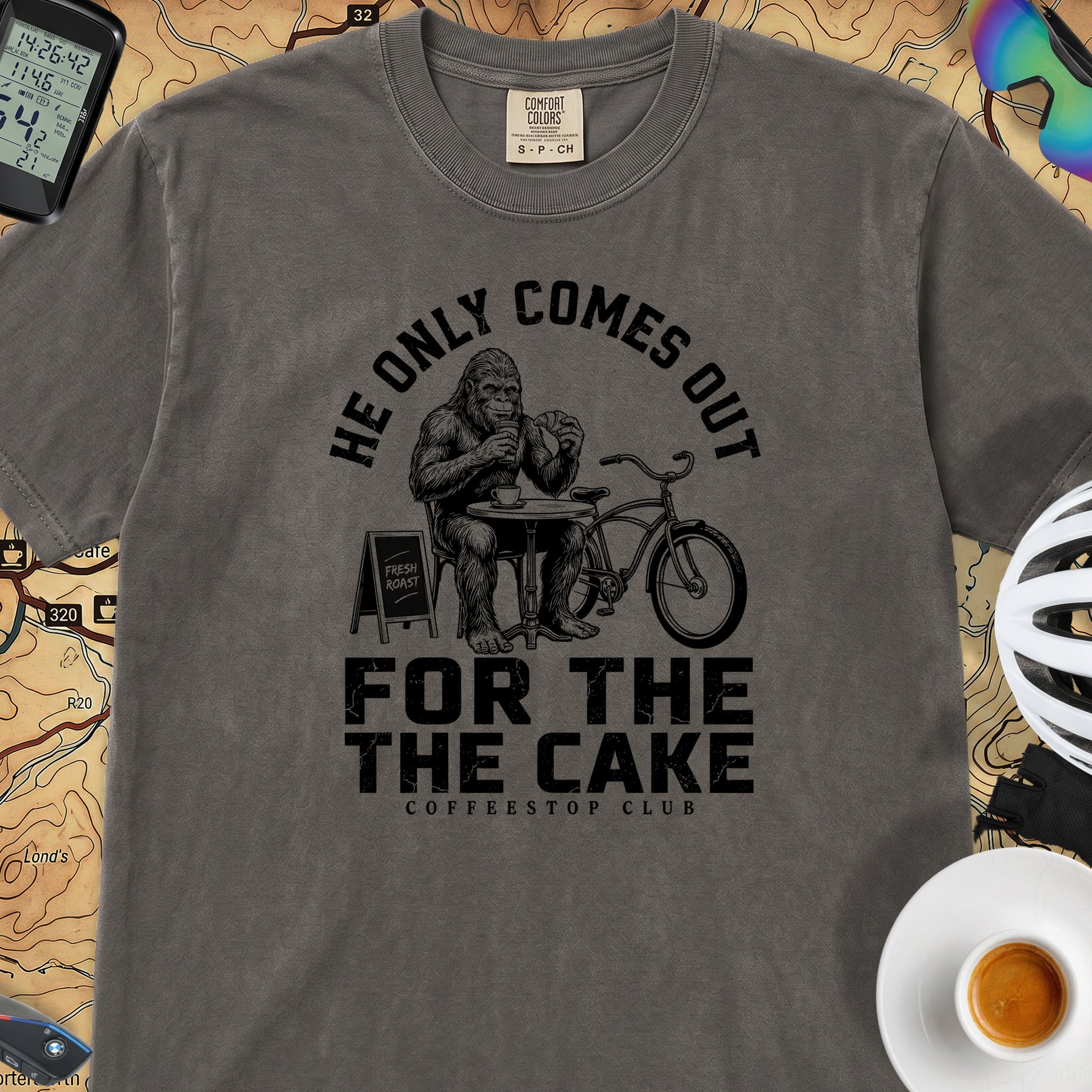 Only For The Cake Cyclist T-Shirt — Pepper