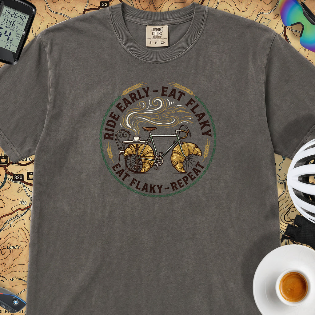 Ride Early Eat Flaky T-Shirt — Pepper