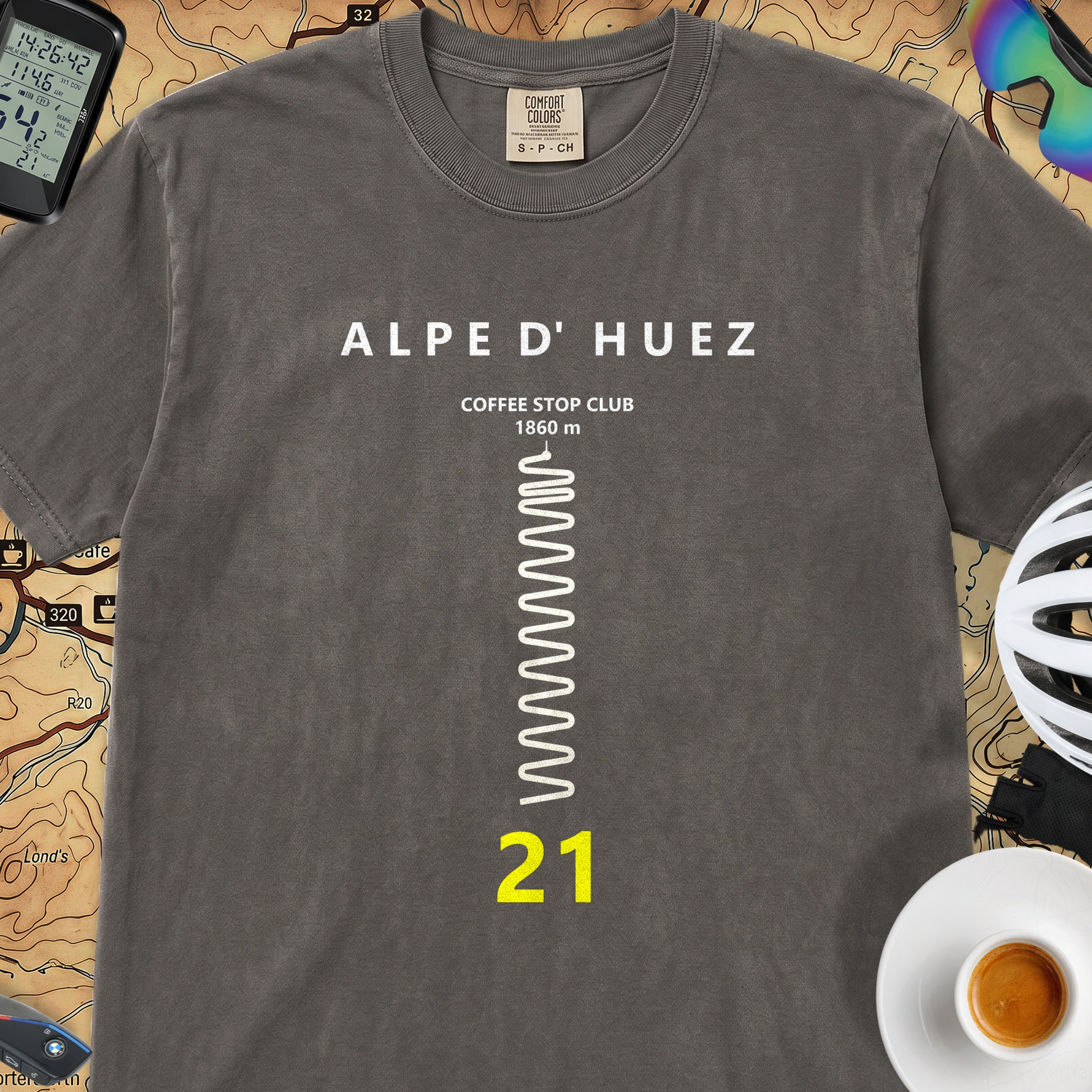 Alpe d'Huez Hairpin T-Shirt — Pepper