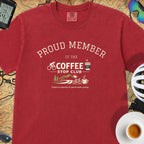  Proud Member Coffee Stop Club T-Shirt — Red