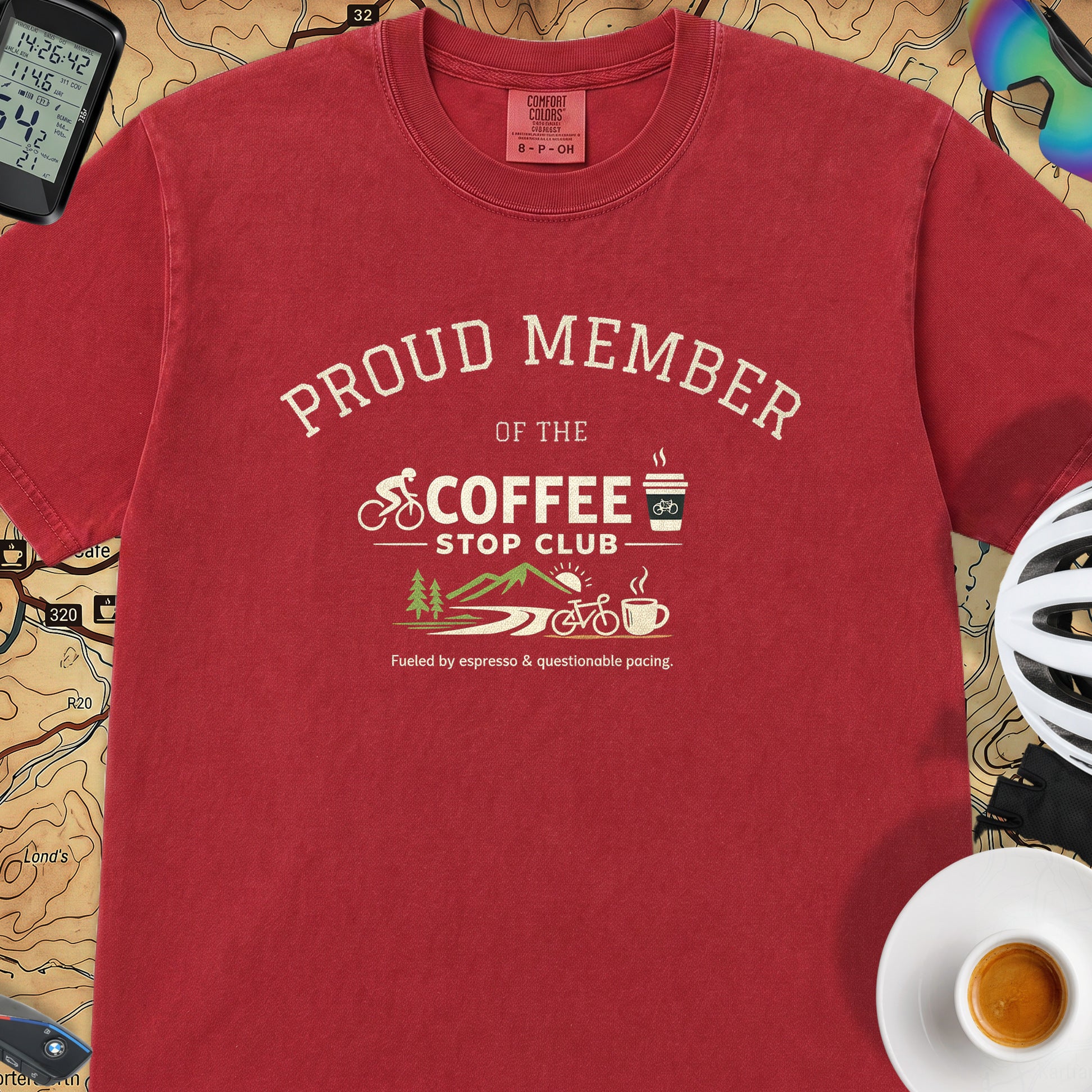  Proud Member Coffee Stop Club T-Shirt — Red