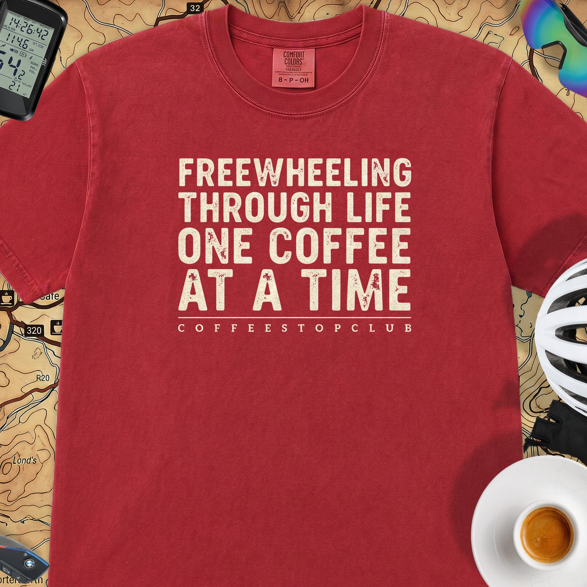Freewheeling Life T‑Shirt — Red