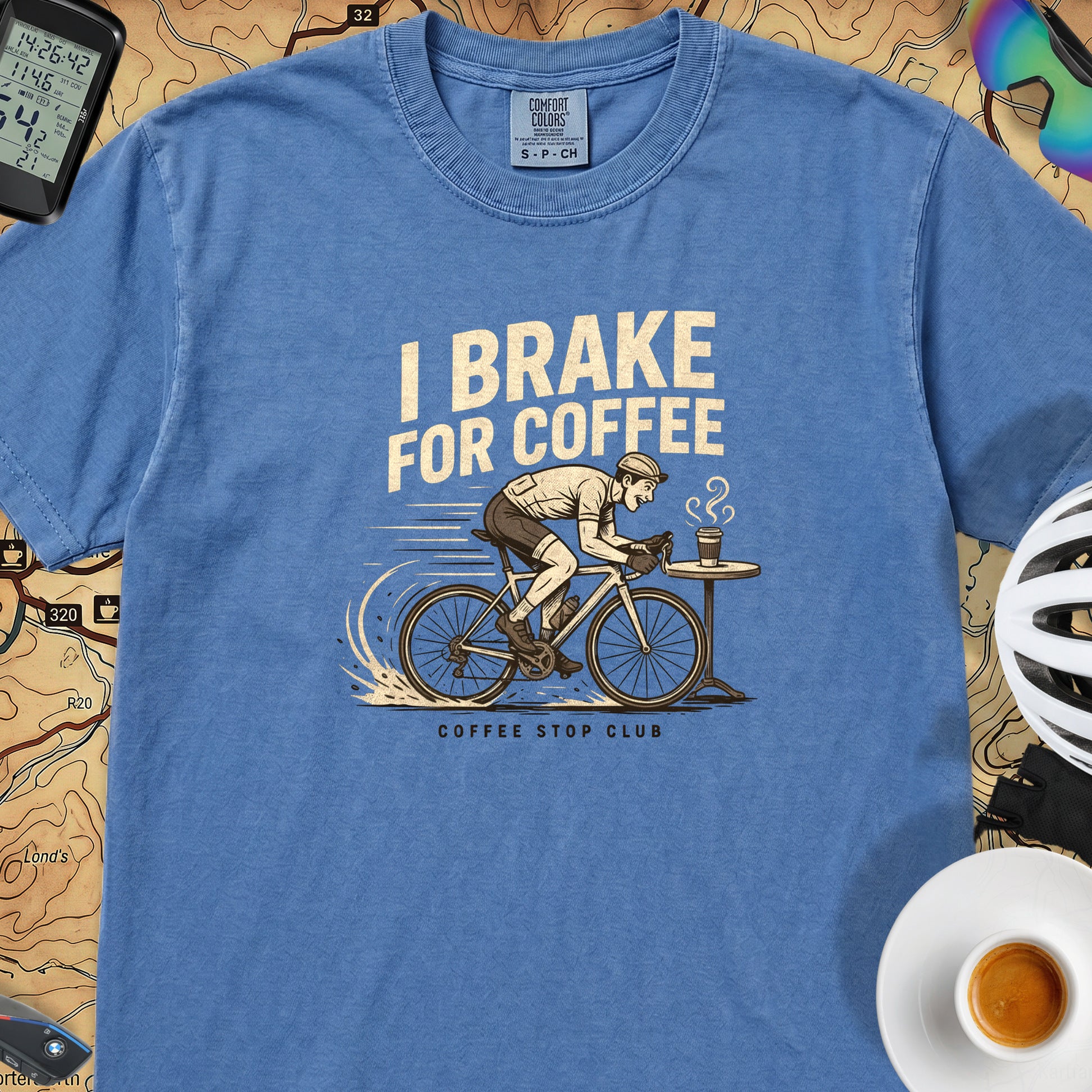 I Brake For Coffee  T-Shirt — Royal Caribe