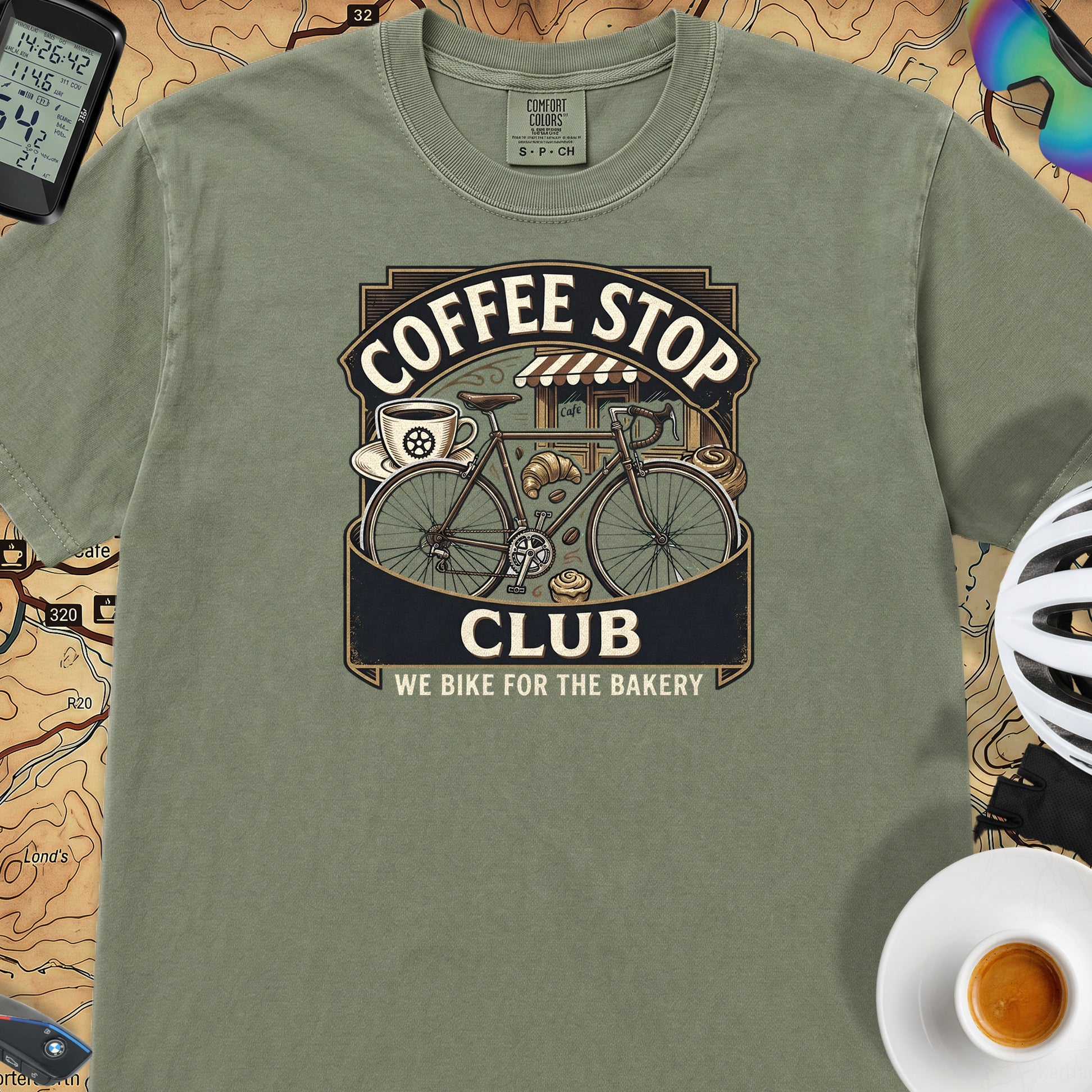We Ride for the Bakery T-Shirt — Sage