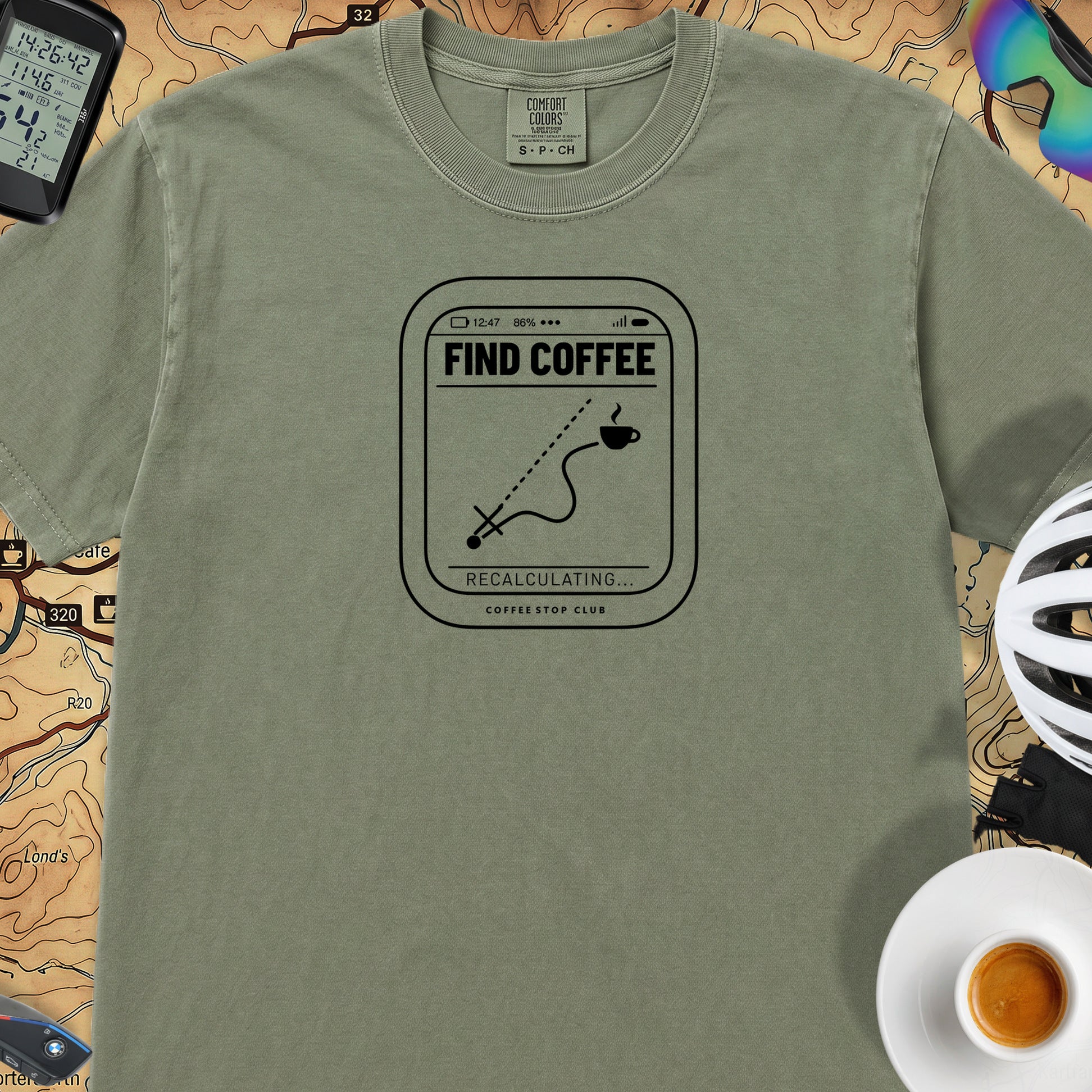 Recalculating For Coffee T-Shirt — Sage
