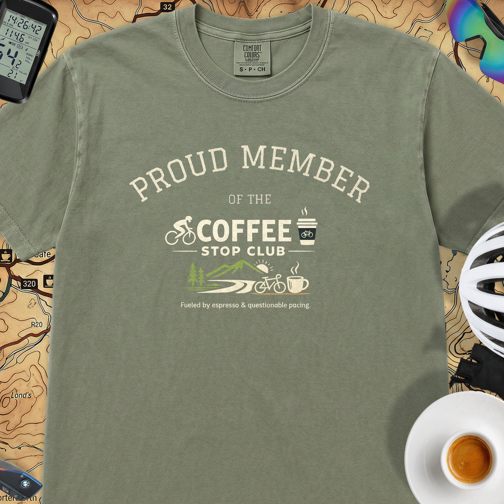  Proud Member Coffee Stop Club T-Shirt — Sage