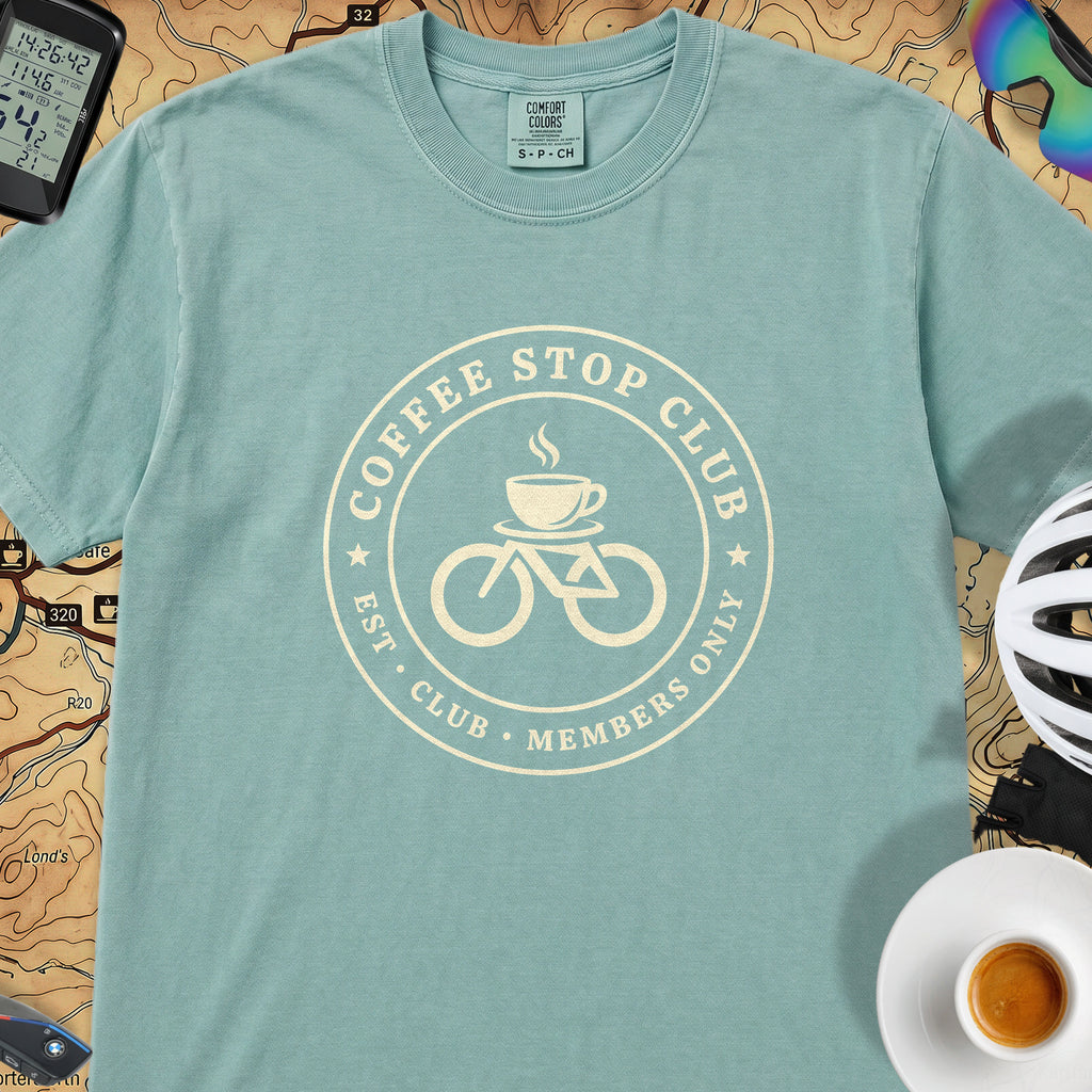 Coffee Stop Club Bike T-Shirt — Seafoam