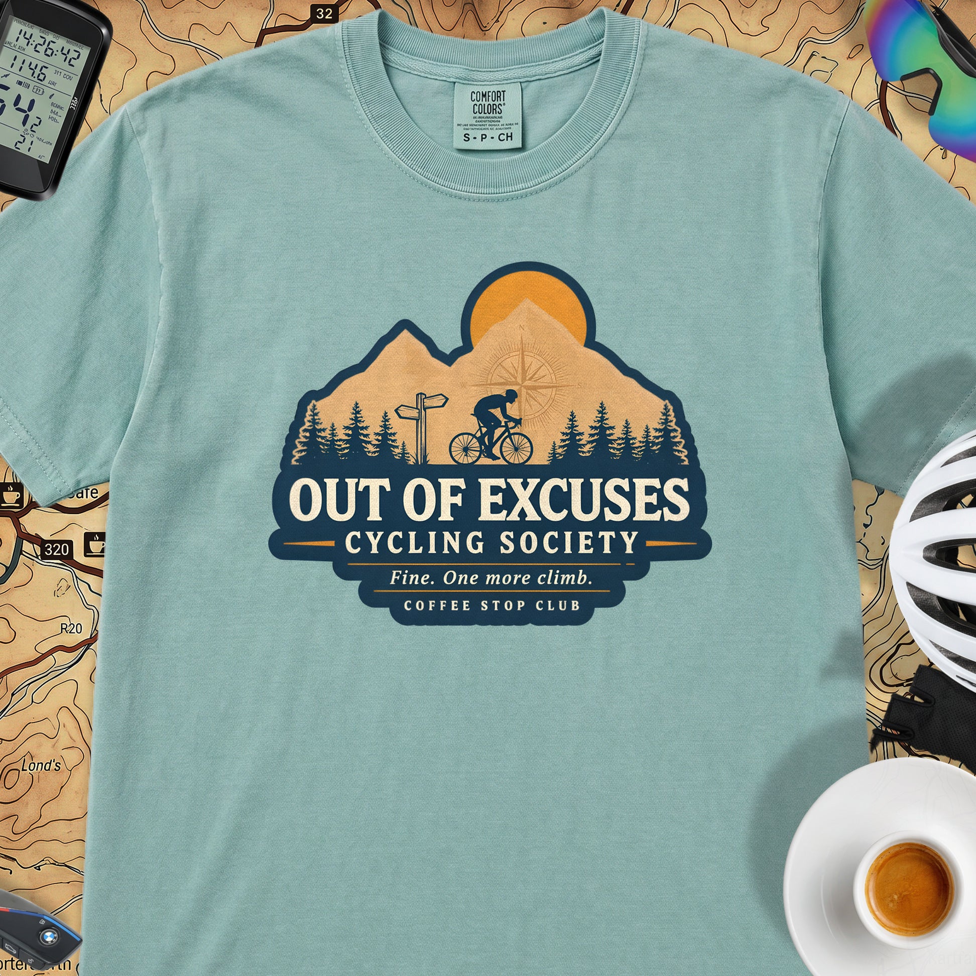 Out of Excuses Cyclist T-Shirt — Seafoam