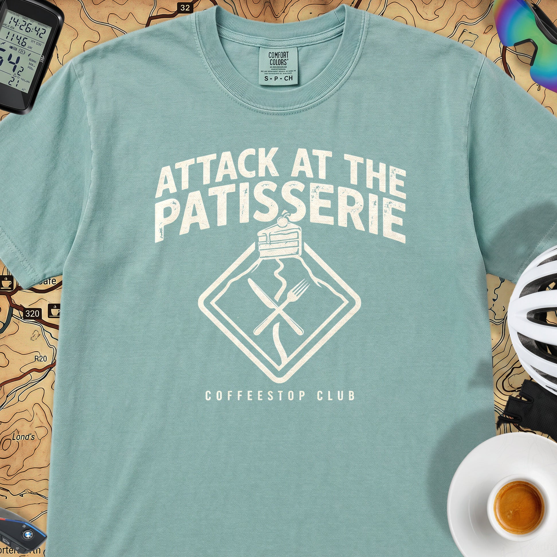 Attack at the Patisserie Cycling T-Shirt — Seafoam