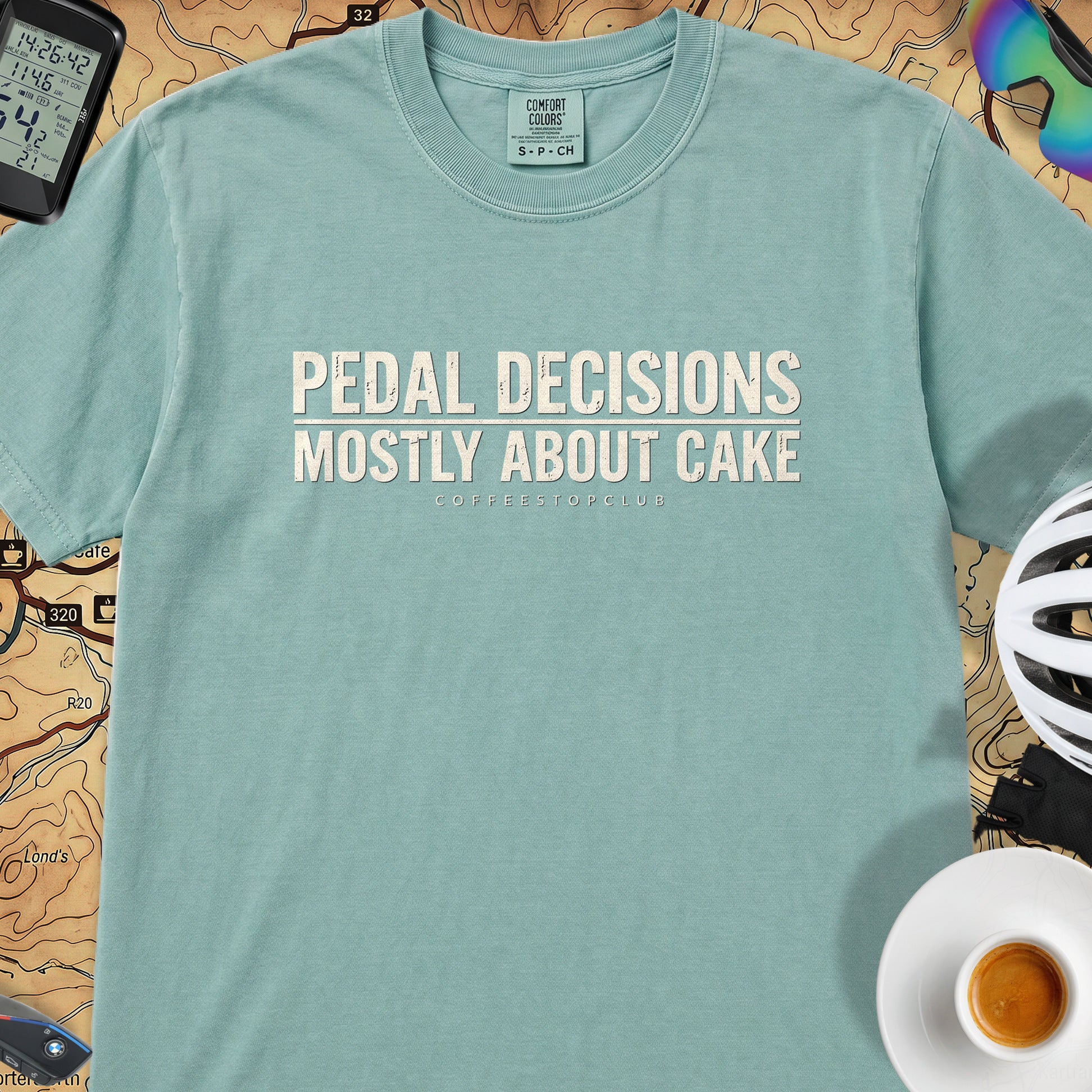 Pedal Decisicions Cycling T-Shirt — Seafoam